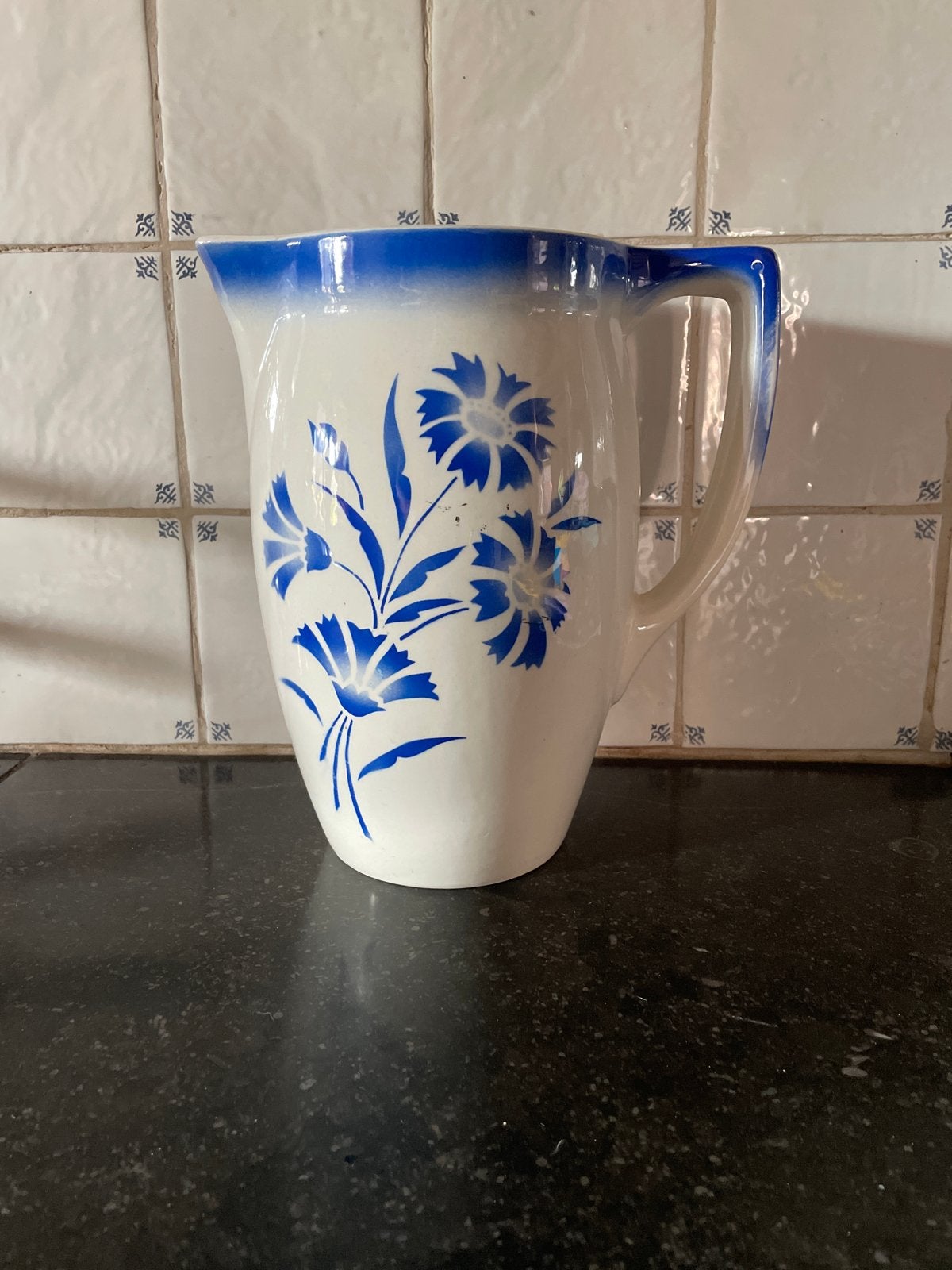 Antieke Boch Frères La Louvière kan met bloemmotief, Antiek en Kunst, Ophalen of Verzenden