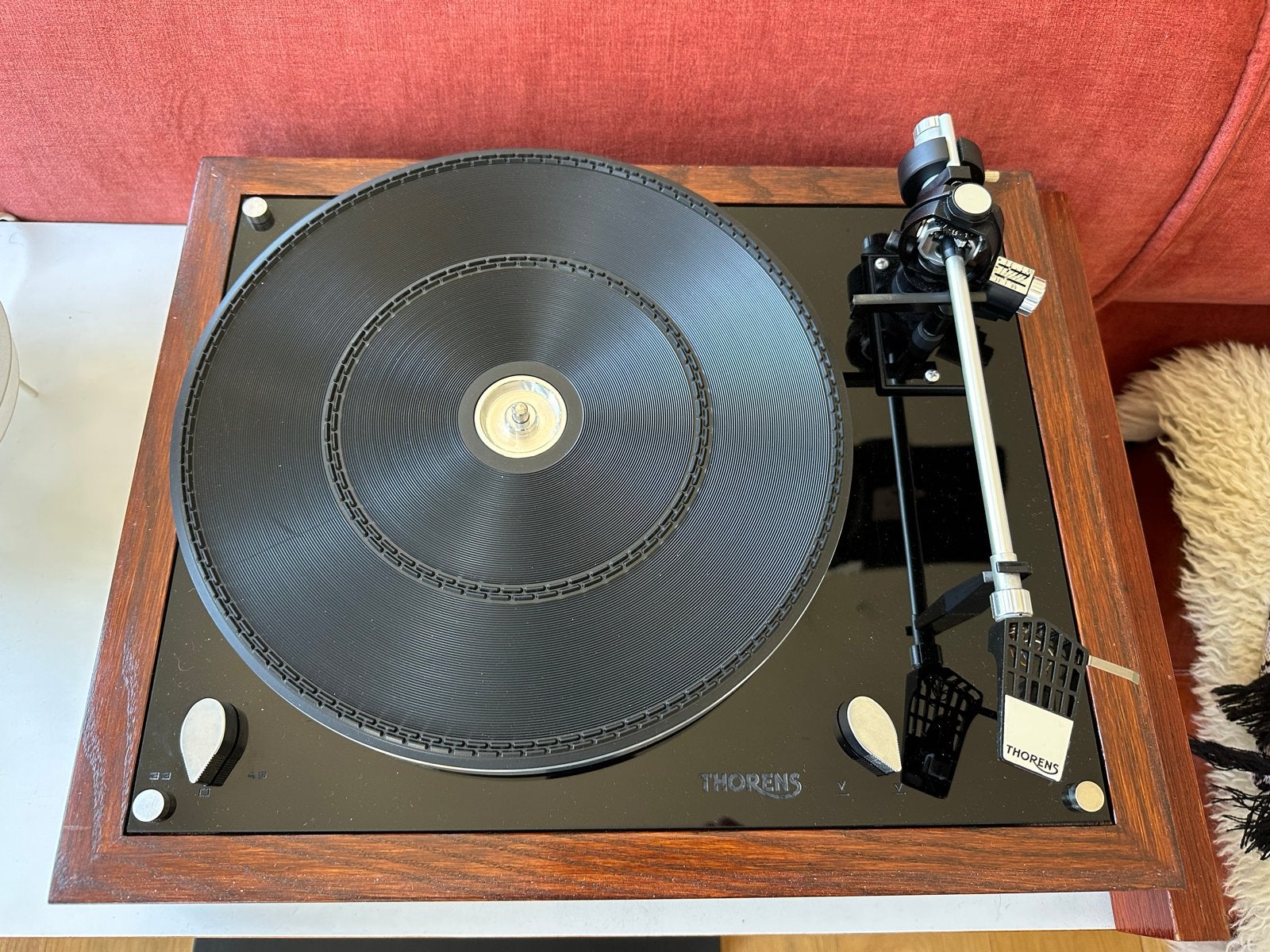 Thorens TD160 met teakhouten plateau en Ortofon naald, Ophalen of Verzenden, Gebruikt, Platenspeler, Thorens