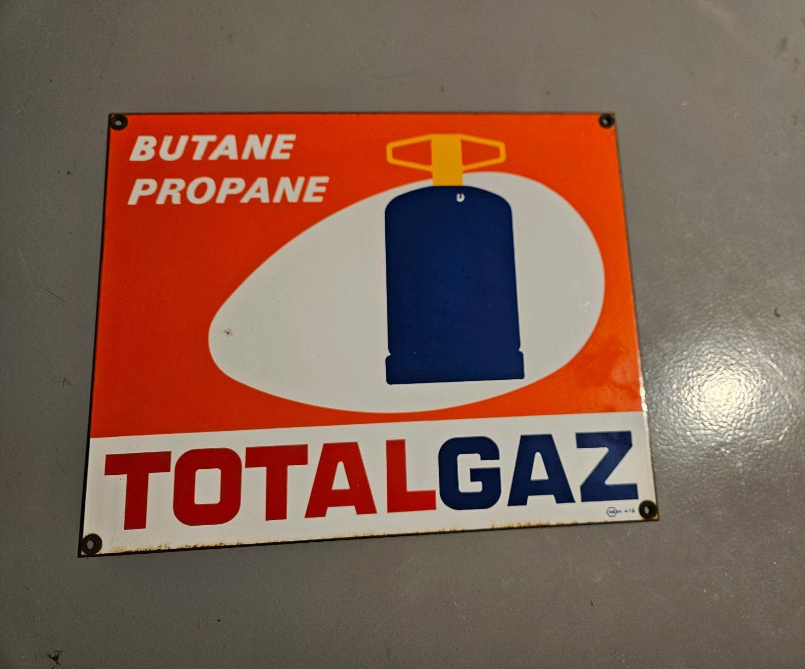 Vintage Totalgaz Emaille Reclamebord - Butaan Propaan, Ophalen of Verzenden