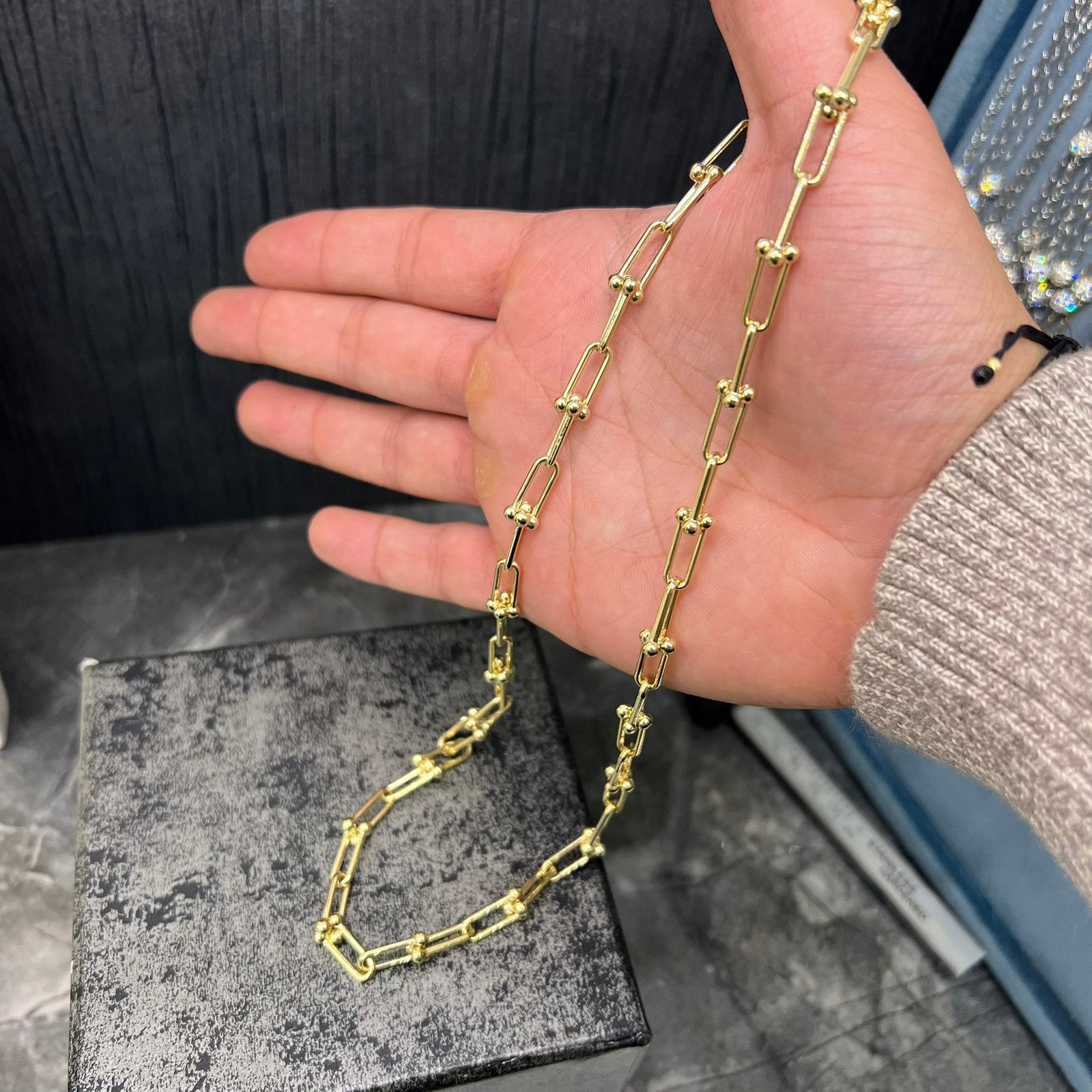 14k gouden ketting prachtig schakel collier, Ophalen of Verzenden