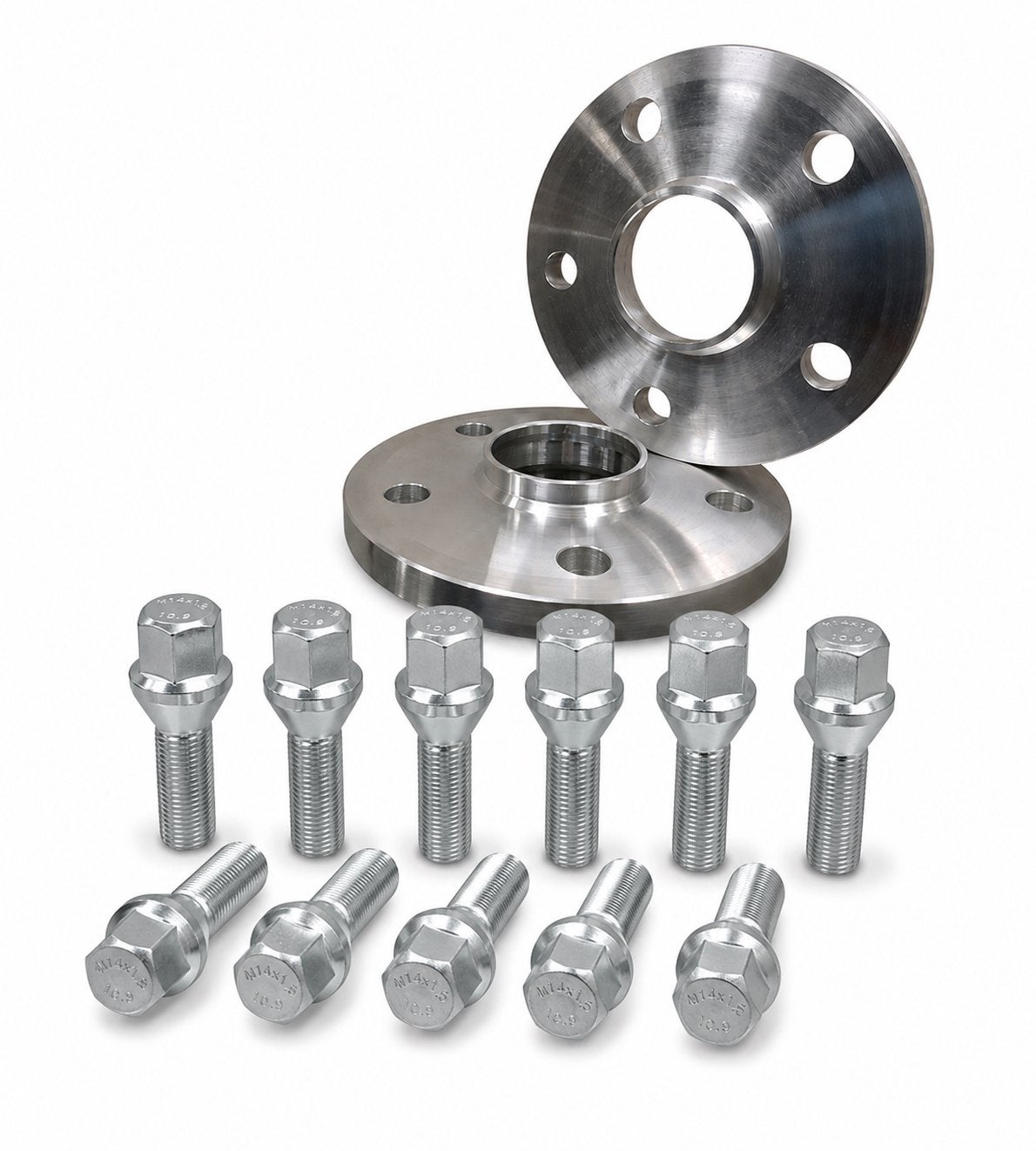 Spacers 13mm 5x100 57.1mm met bouten M14x1.5 bolconisch, Ophalen of Verzenden