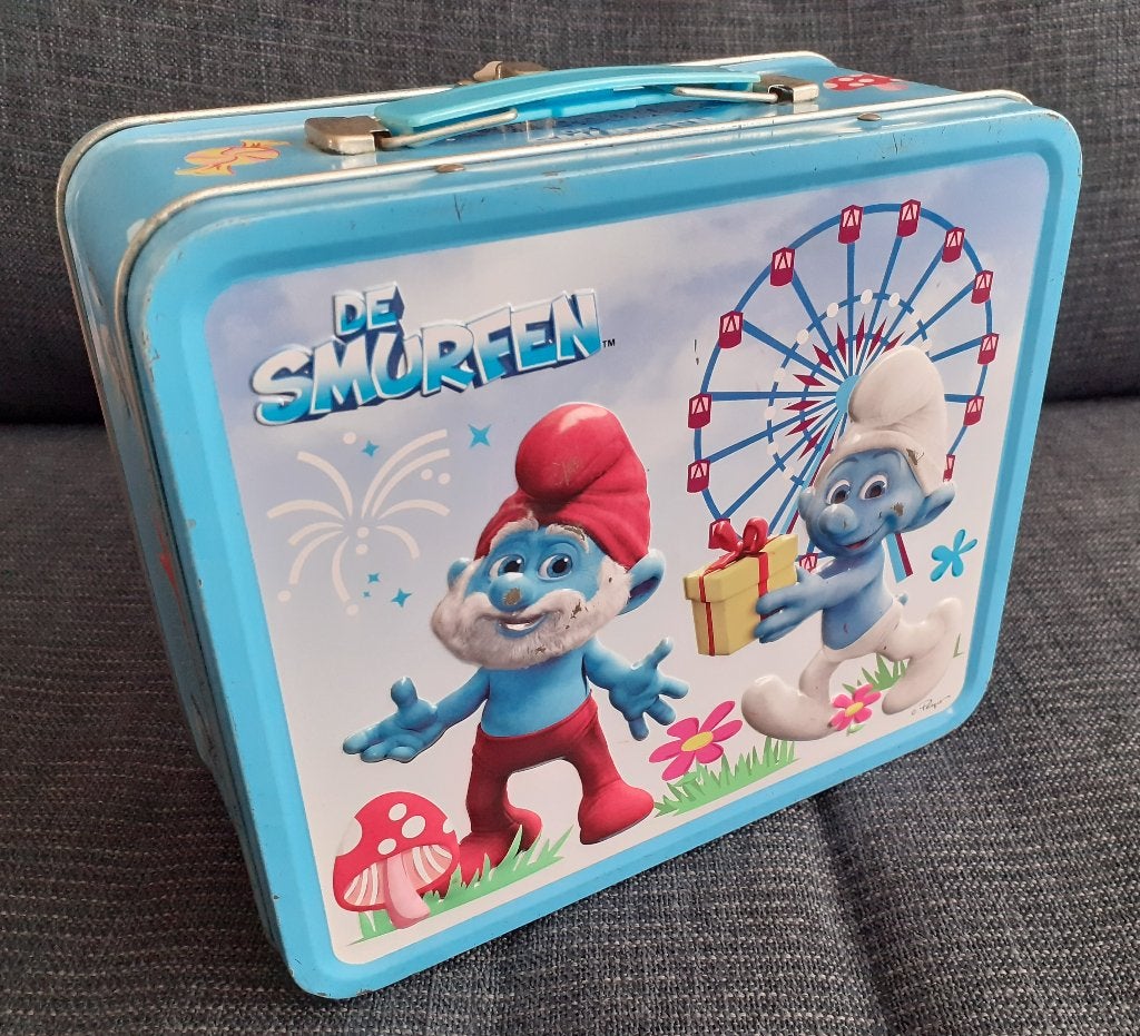 metalen lunchbox koffertje smurfen peyo, Ophalen of Verzenden, Gebruikt, Overige Smurfen
