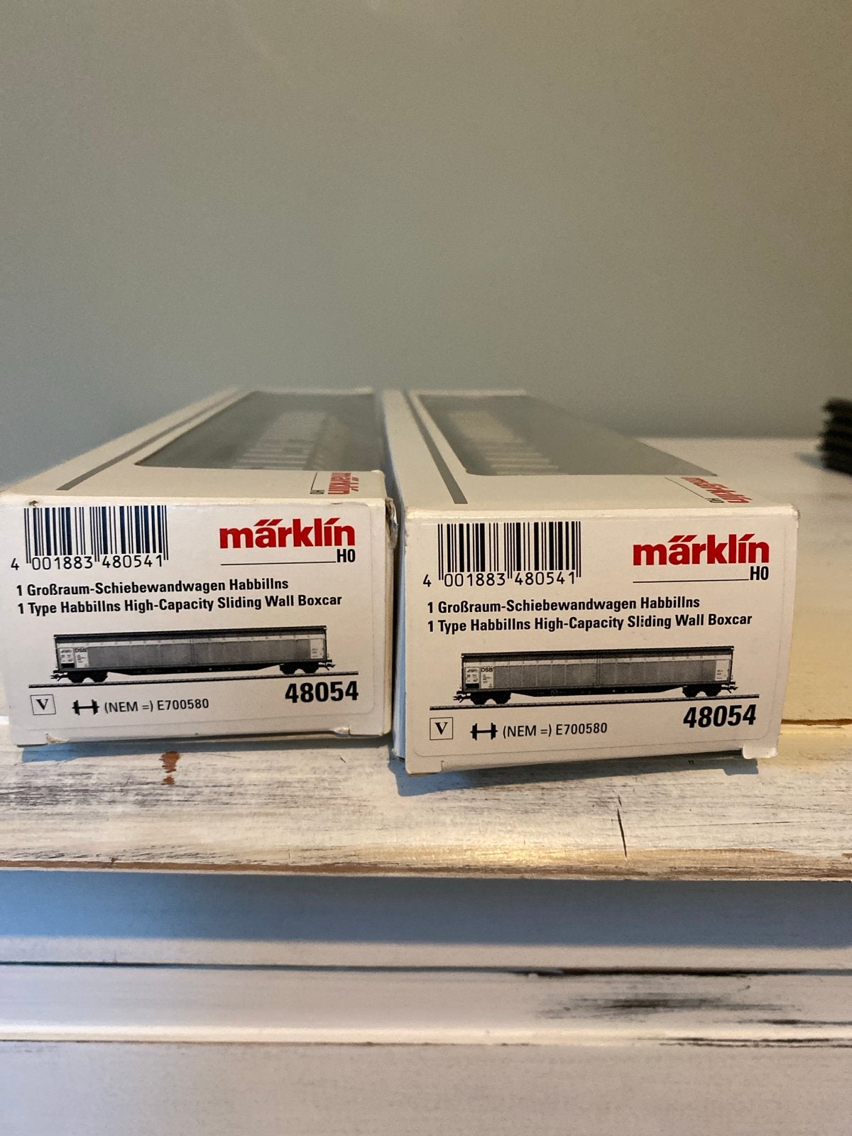 Märklin H0 48054 Schuifwandwagen Habbiins DSB (2 stuks), Wisselstroom, Wagon, Ophalen of Verzenden, Zo goed als nieuw
