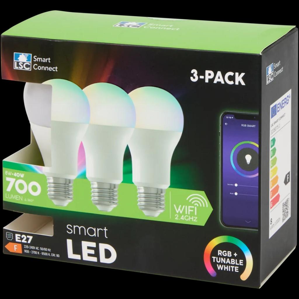 LSC Smart Connect slimme ledlampen 3 stuks 8 - 40 watt 700 l, Huis en Inrichting, Lampen | Losse lampen, Led-lamp, Nieuw, E27 (groot)