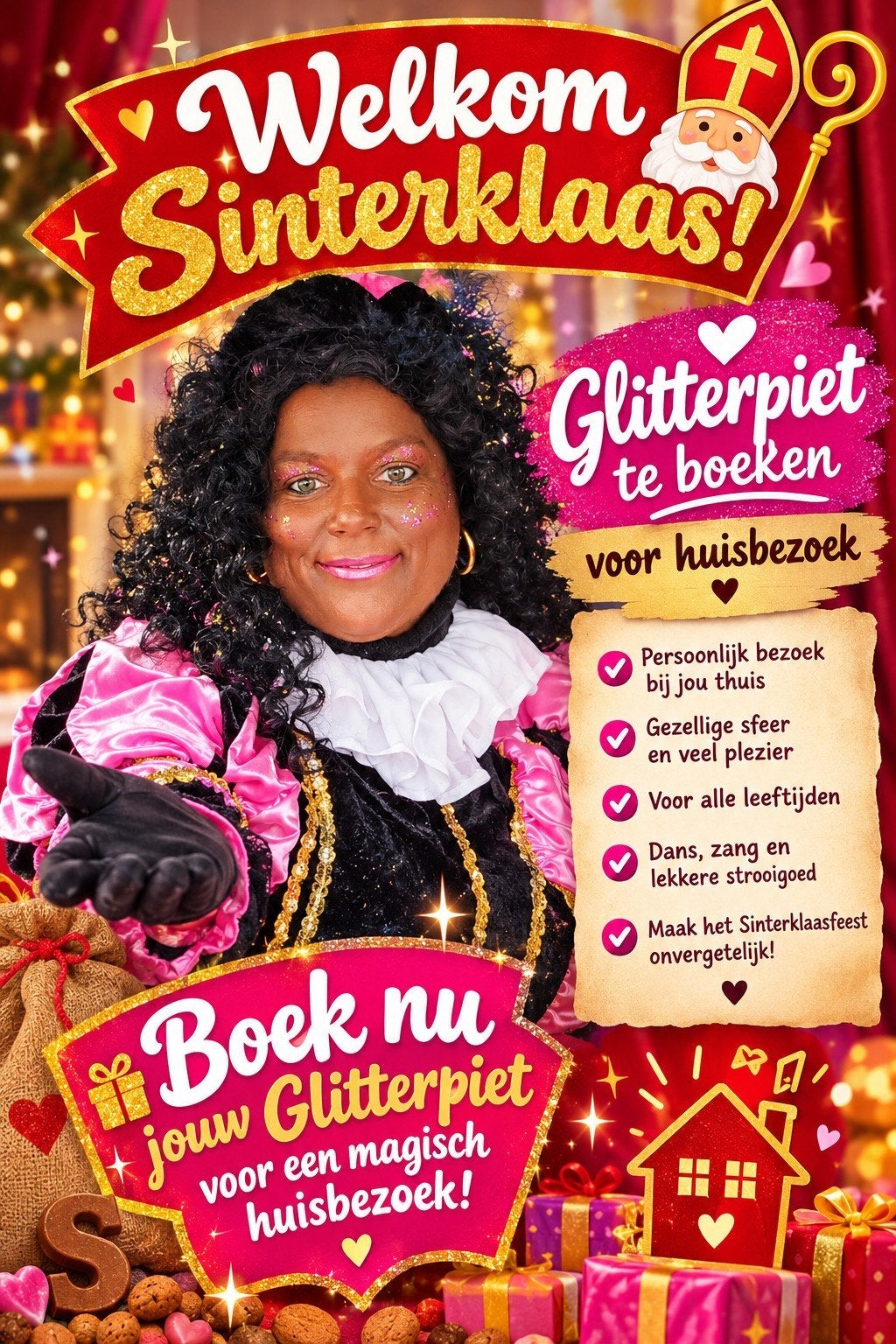huisbezoek glitterpiet, Ophalen of Verzenden