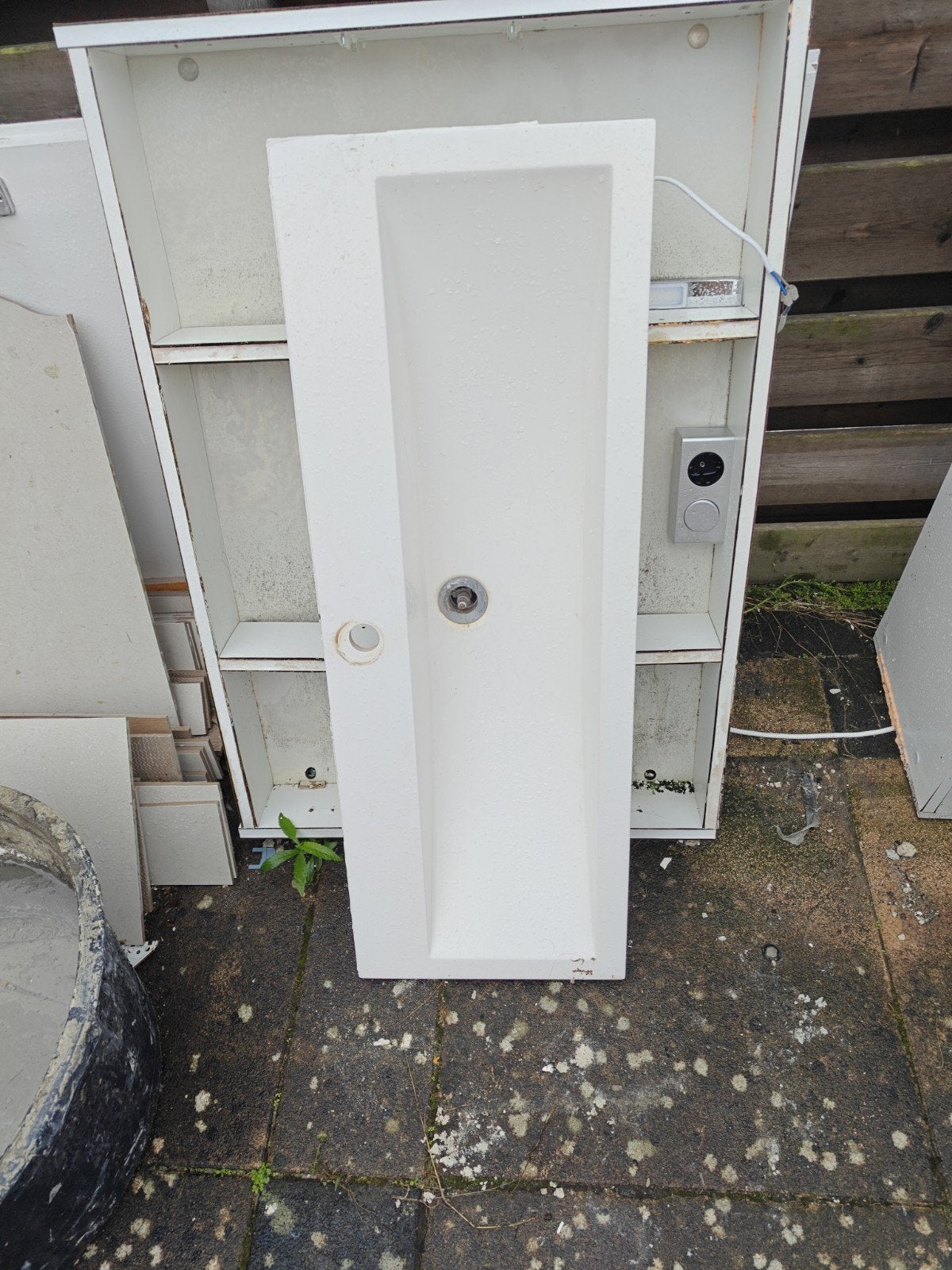 Witte wasbak met afvoer (100 cm x 36 cm), Ophalen, Gebruikt
