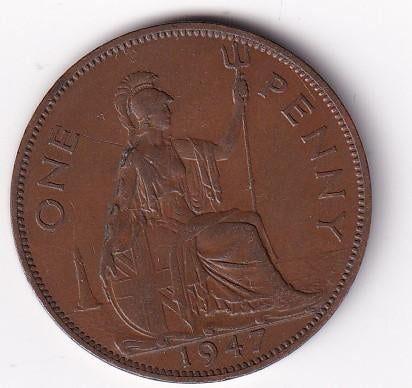 UK Penny 1947 Zeer Fraai, Verzenden, Overige landen, Losse munt