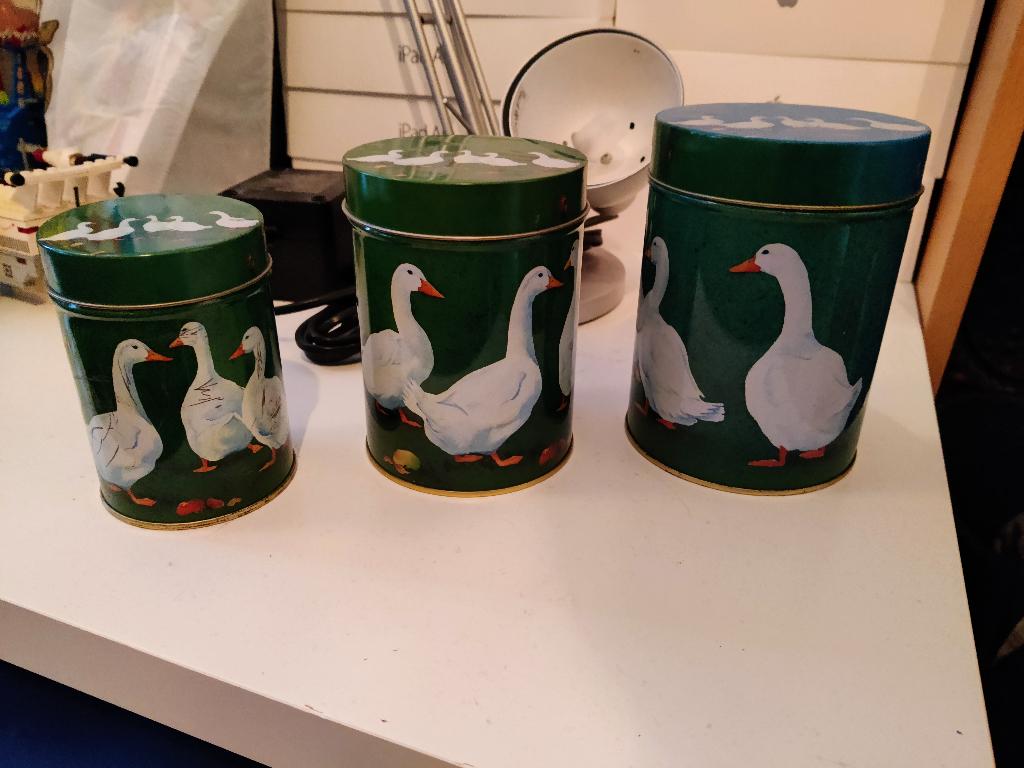 3 blikken met vogels er op  passen in elkaar 4-5, Ophalen of Verzenden, Zo goed als nieuw, Overige