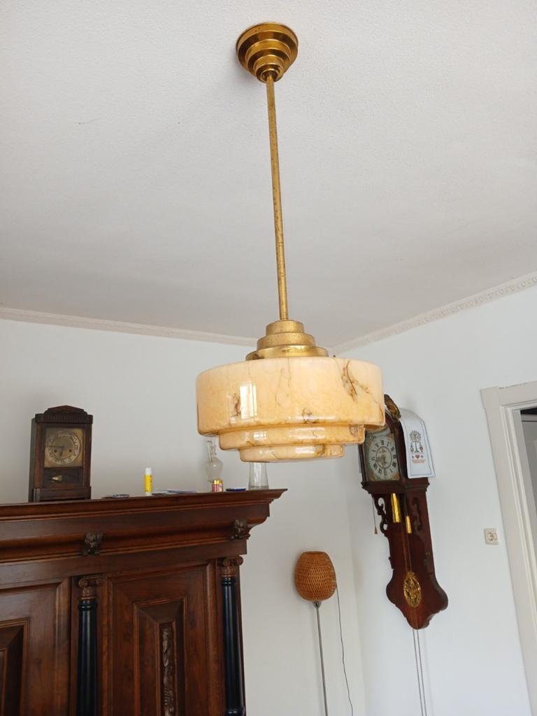 Art Deco hanglamp, Ophalen, Gebruikt, Glas, Art Deco