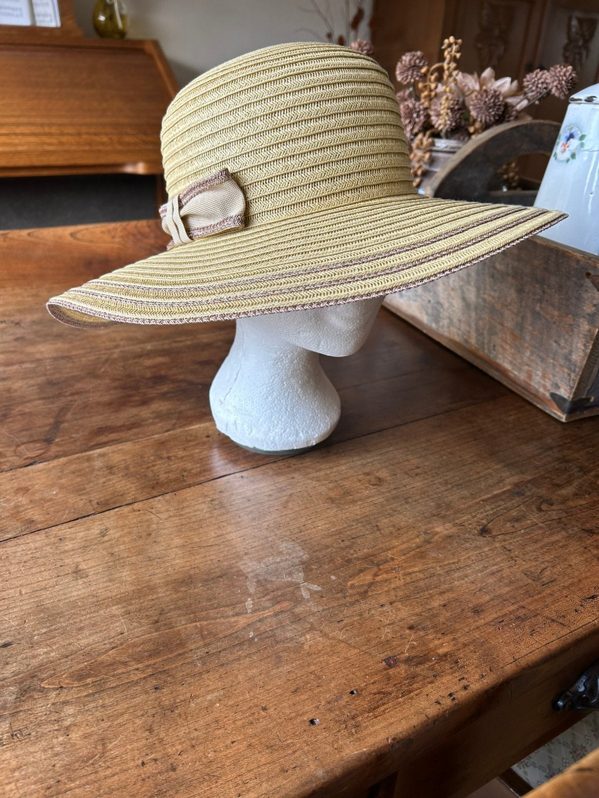 Prachtige rieten hoed, Ophalen of Verzenden, Zo goed als nieuw, One size fits all