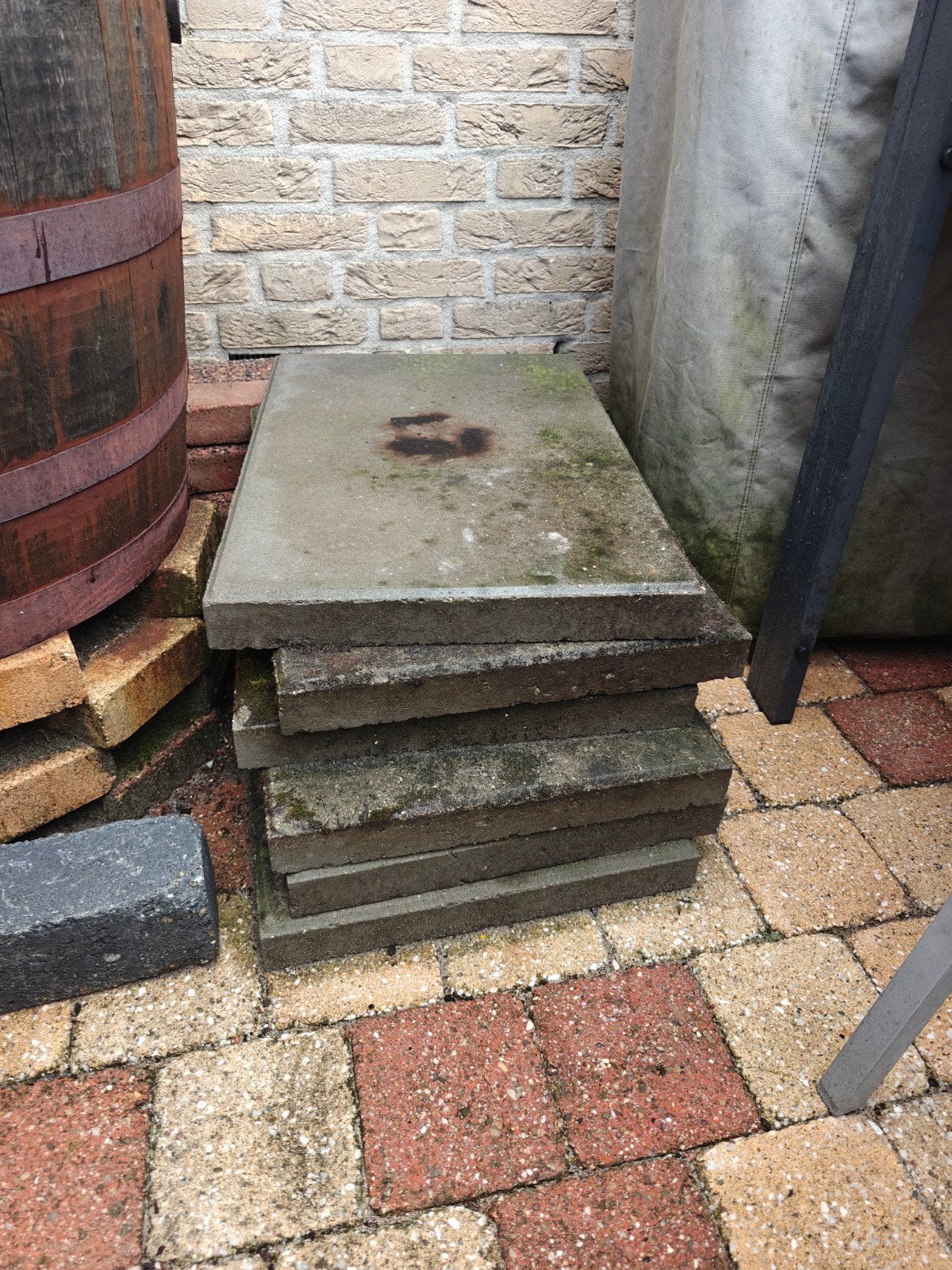 Gebruikte tegels 40x60 cm, Tuin en Terras, Tegels en Klinkers, Ophalen, Gebruikt, Minder dan 5 m², Beton