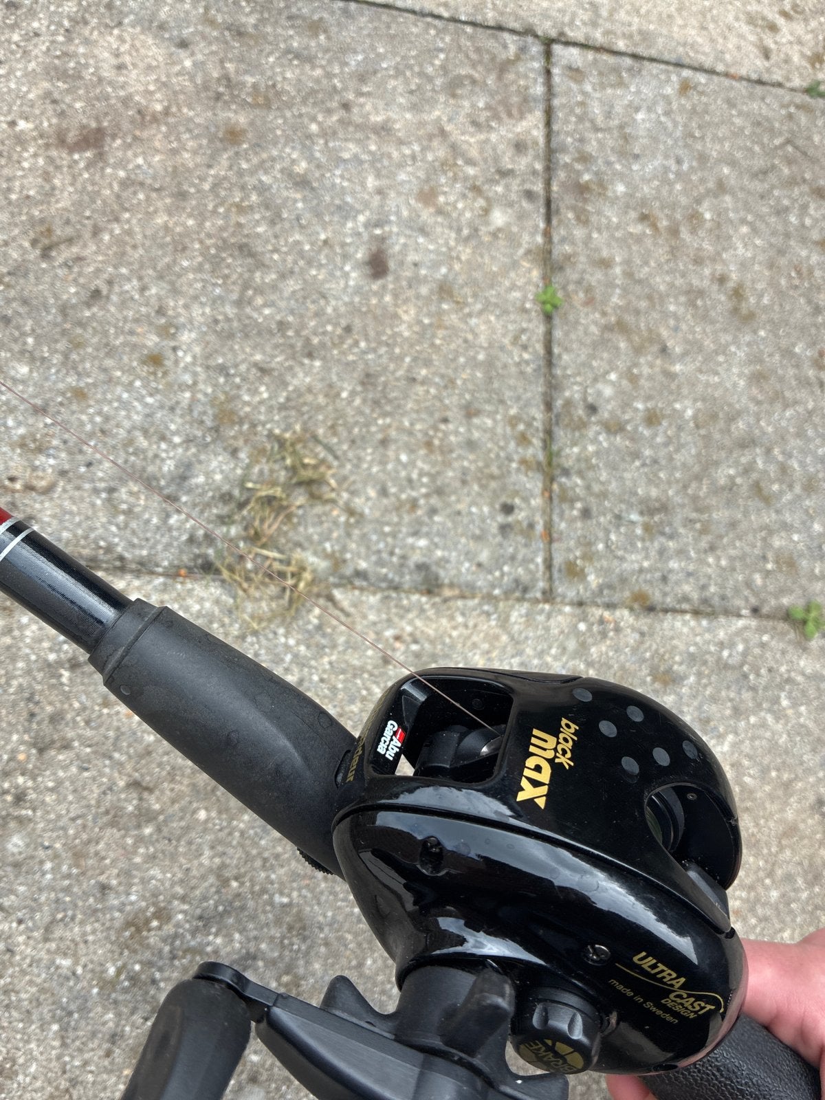 Abu Garcia Black Max hengel met molen, Watersport en Boten, Ophalen, Zo goed als nieuw, Complete hengel