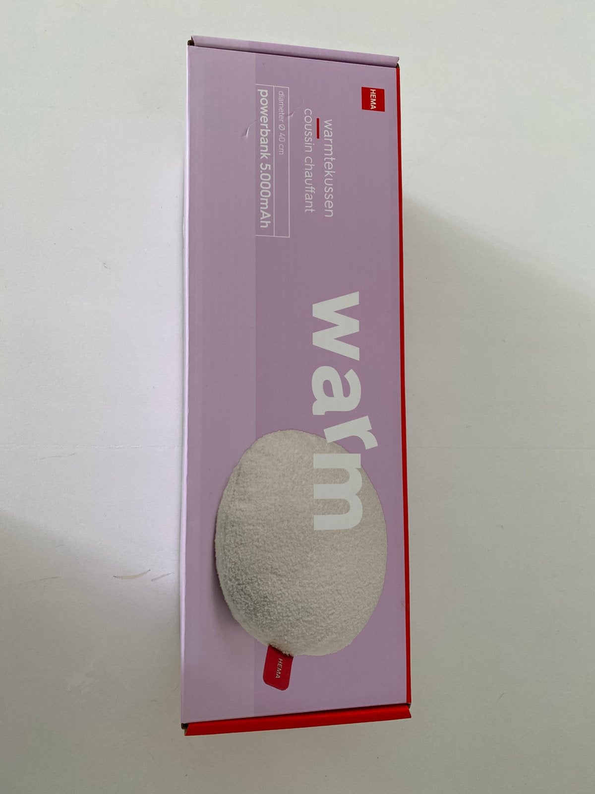 Warmtekussen Hema incl powerbank nieuw, Ophalen, Wit, Rond, Zo goed als nieuw