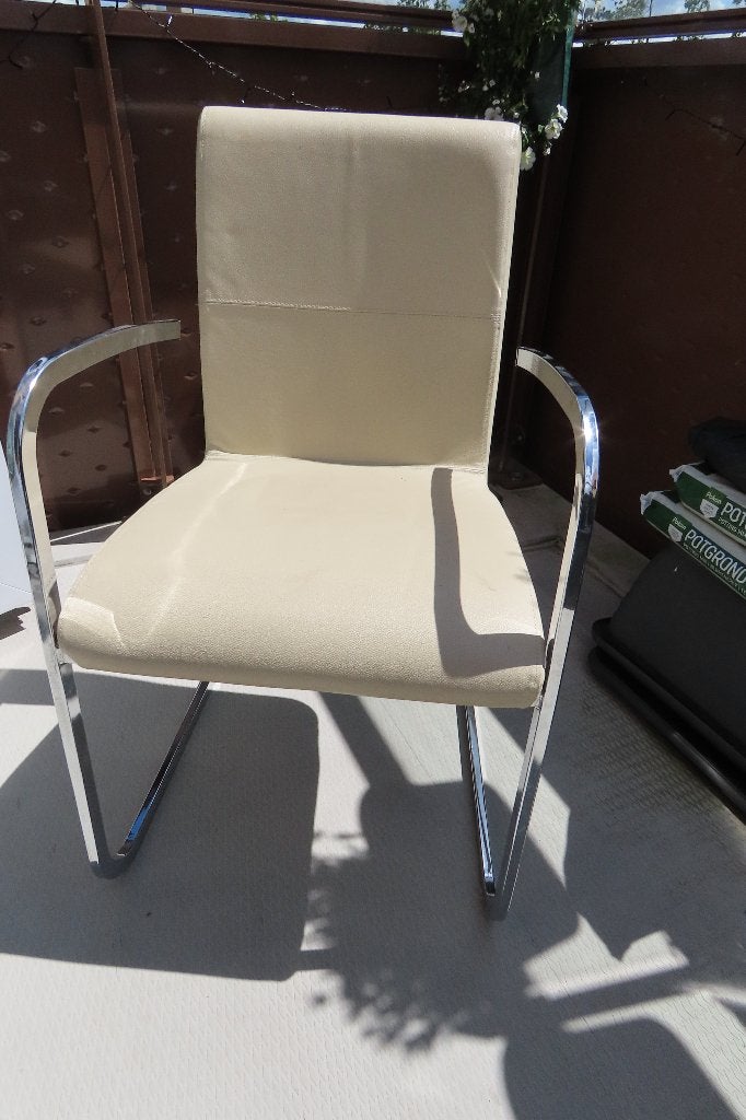 Leren eetkamer stoelen van Effezeta, Huis en Inrichting, Stoelen, Ophalen, Gebruikt, Twee, Wit