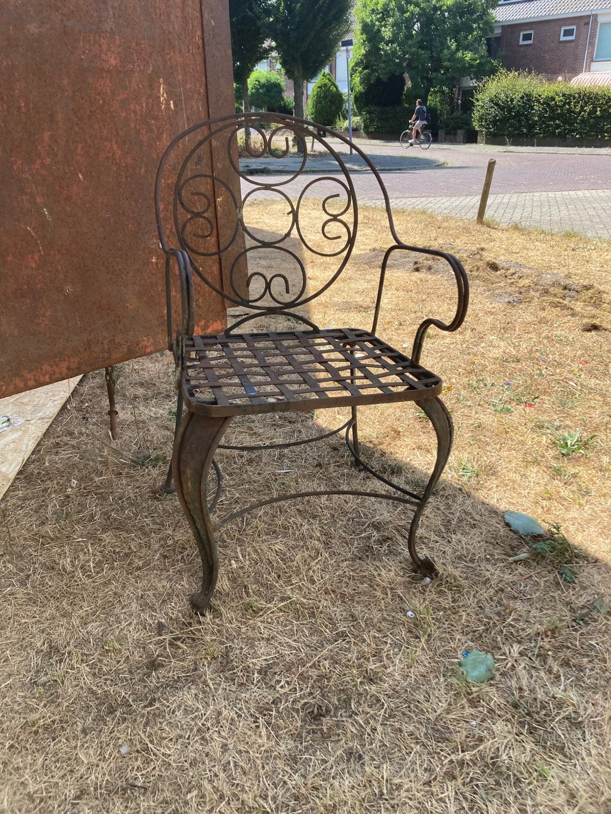 Antieke stijl stoel smeedijzer, Tuin en Terras, Tuinstoelen, Ophalen of Verzenden, Zo goed als nieuw, Wicker