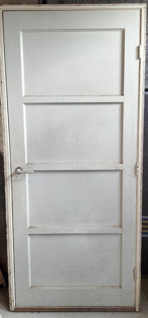 Nostalgische paneeldeur inclusief kozijn en deurklink, Doe-het-zelf en Verbouw, Ophalen, Gebruikt, Binnendeur, 200 tot 215 cm
