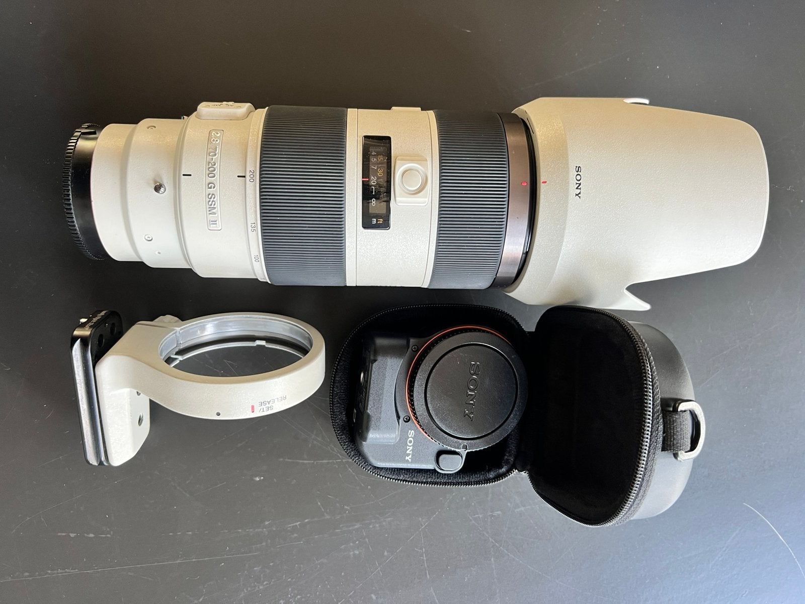 Sony 70-200mm f/2.8 G SSM II +  LA-EA4 Adapter – Topstaat!, Ophalen, Beschermhoes/tas, Sony, Telelens