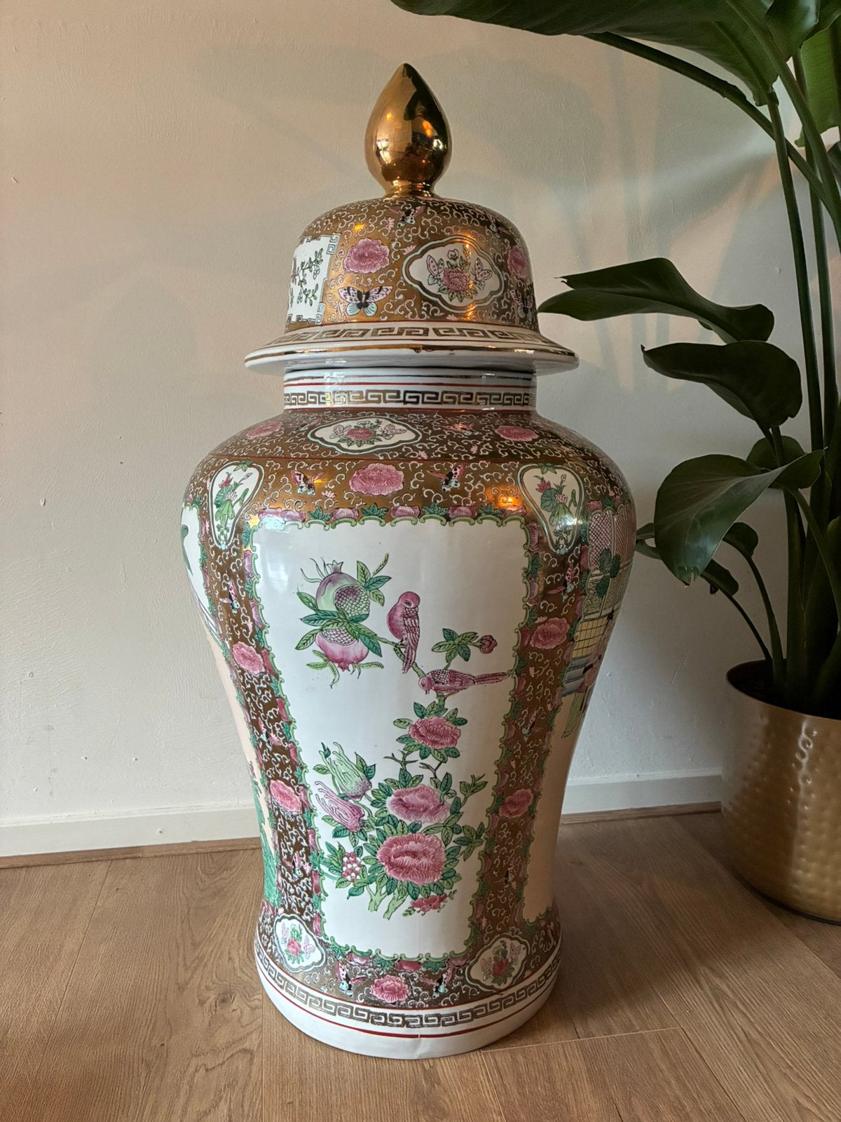 Exclusieve XL Chinese Vloervaas / Dekselvaas 90 cm - Vintage, Ophalen