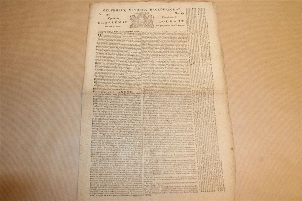 Oprechte Haarlemsche Courant No. 29 - 1797 - Zeldzaam !!, Ophalen of Verzenden, 1980 tot heden, Knipsel(s)