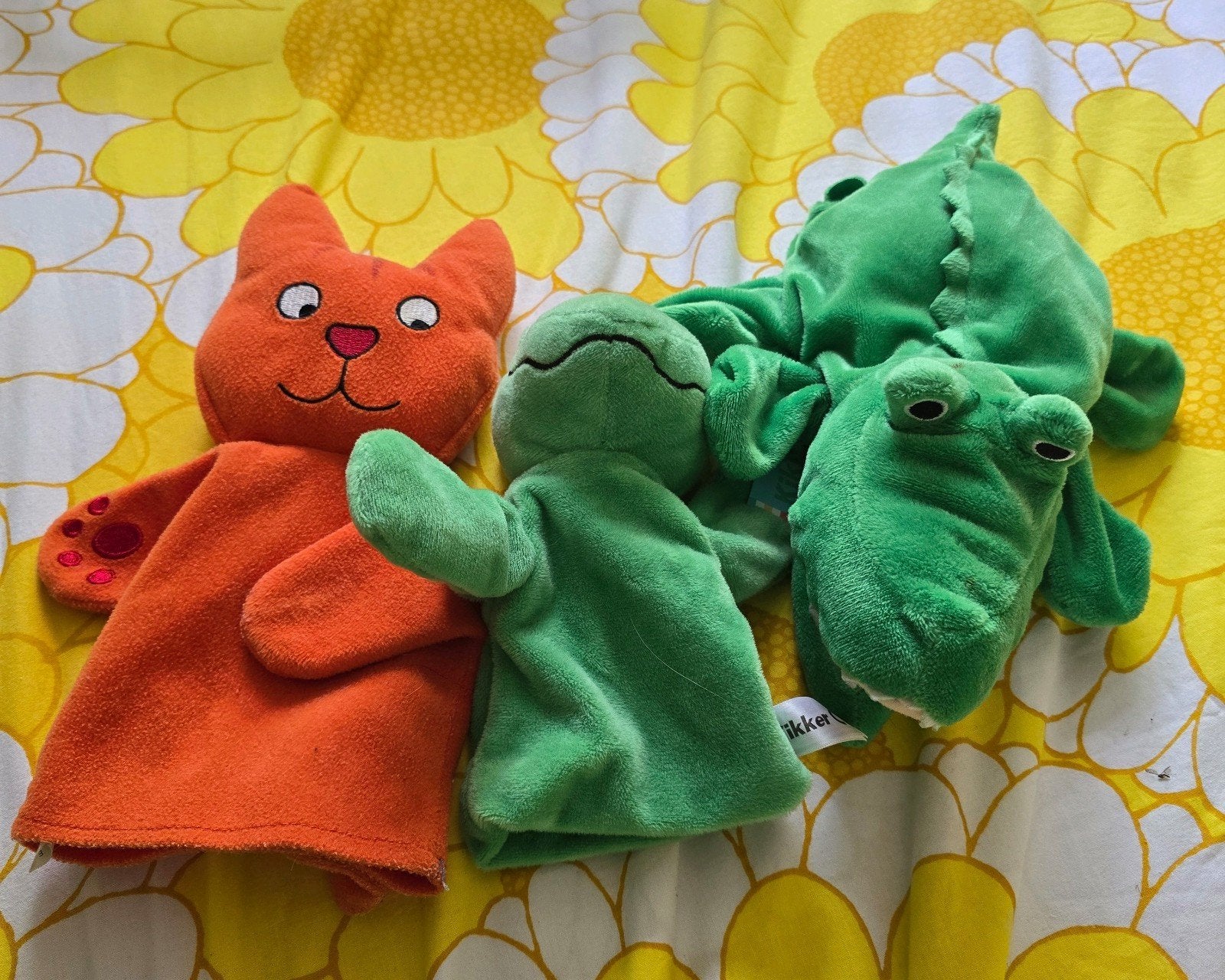 3 handpoppen: Dikkie Dik, Kikker en Krokodil, Kinderen en Baby's, Speelgoed | Knuffels en Pluche, Ophalen of Verzenden, Zo goed als nieuw