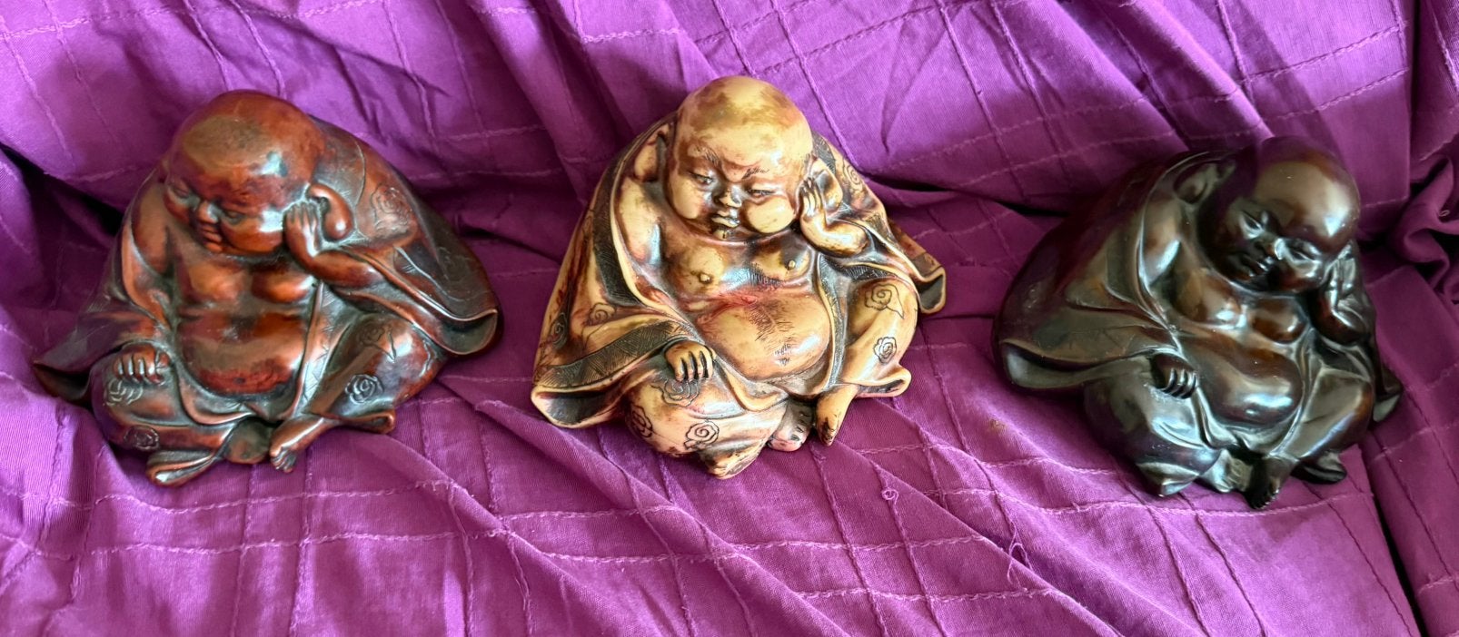 Drie erotische lachende Boeddha’s, Ophalen of Verzenden