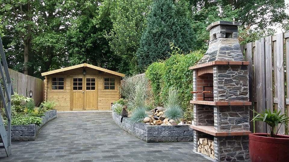 Tuinhaard met bbq functie en houtopslag, Tuin en Terras, Tuinhaarden, Gebruikt, Ophalen