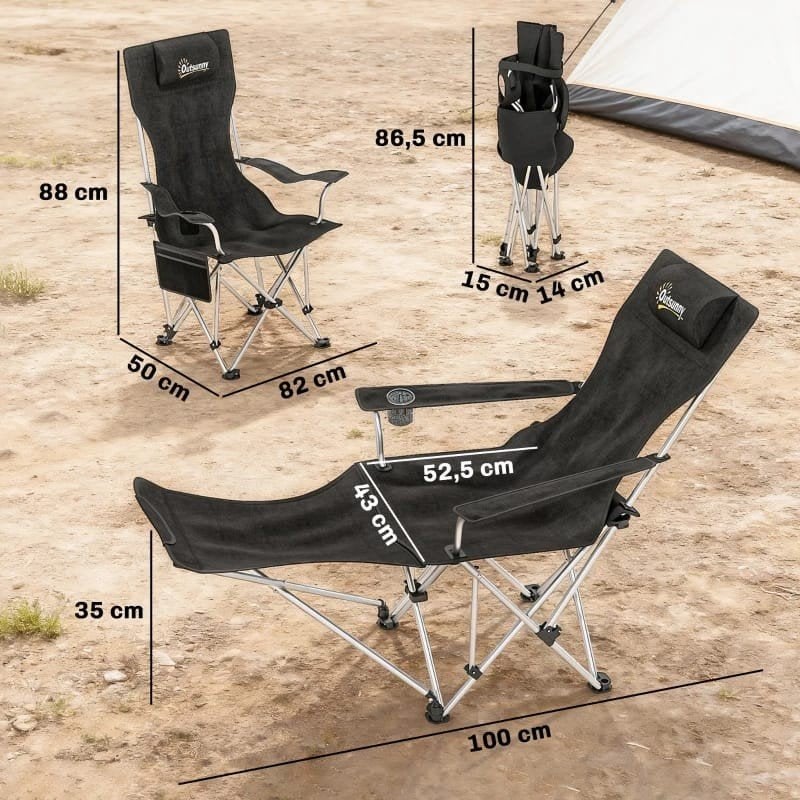 Campingstoel visstoel vouwstoel klapstoel Zwart, 2 stuks, Ophalen of Verzenden, Nieuw, Campingstoel