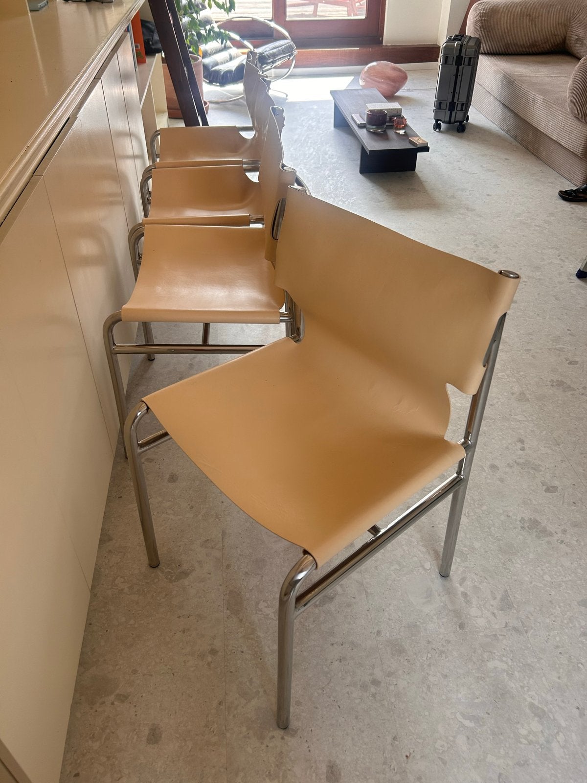 Westwing Collection Jordan Leren Stoelen - Set van 4, Ophalen, Overige kleuren, Leer, Zo goed als nieuw