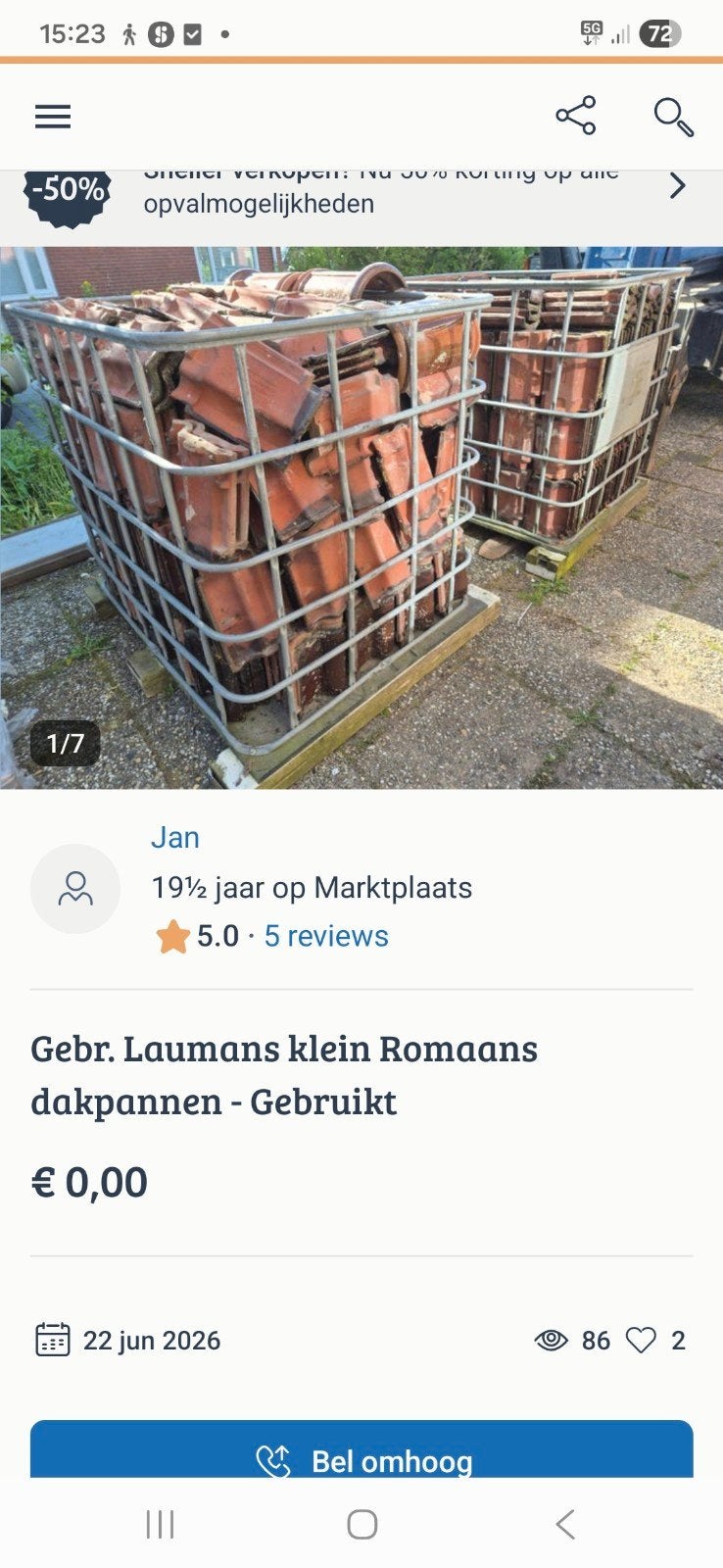 Gebr. Laumans klein Romaans dakpannen - ca. 1600 stuks, Ophalen