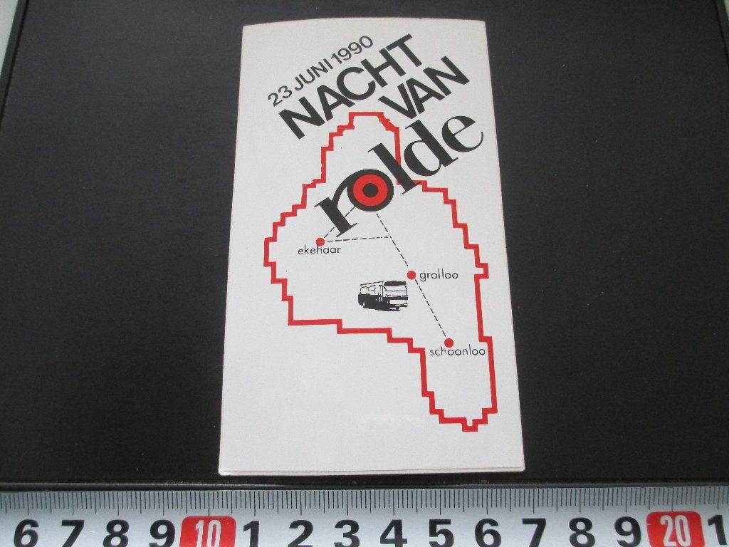 sticker Nacht van Rolde  23 juni 1990 Ekehaar Grolloo Schoo*, Verzamelen, Ophalen of Verzenden, Zo goed als nieuw