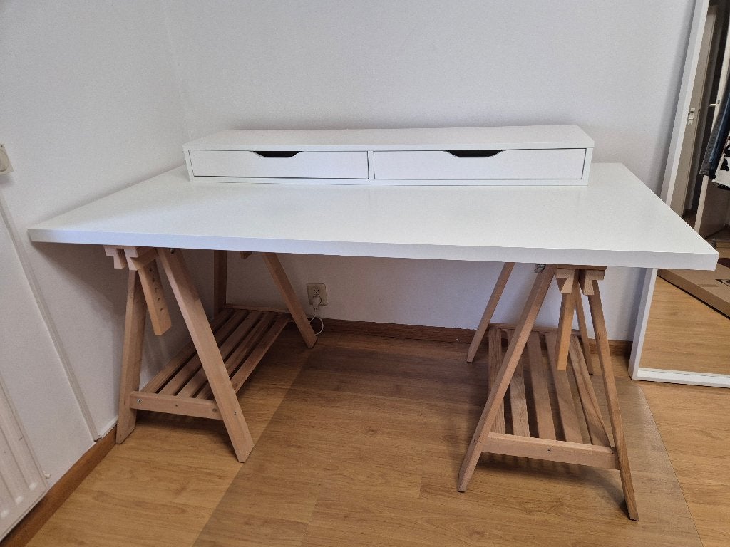IKEA samengesteld bureau 150x57cm (Mittback, Ekby Alex), Ophalen, Overige typen, Gebruikt, IKEA