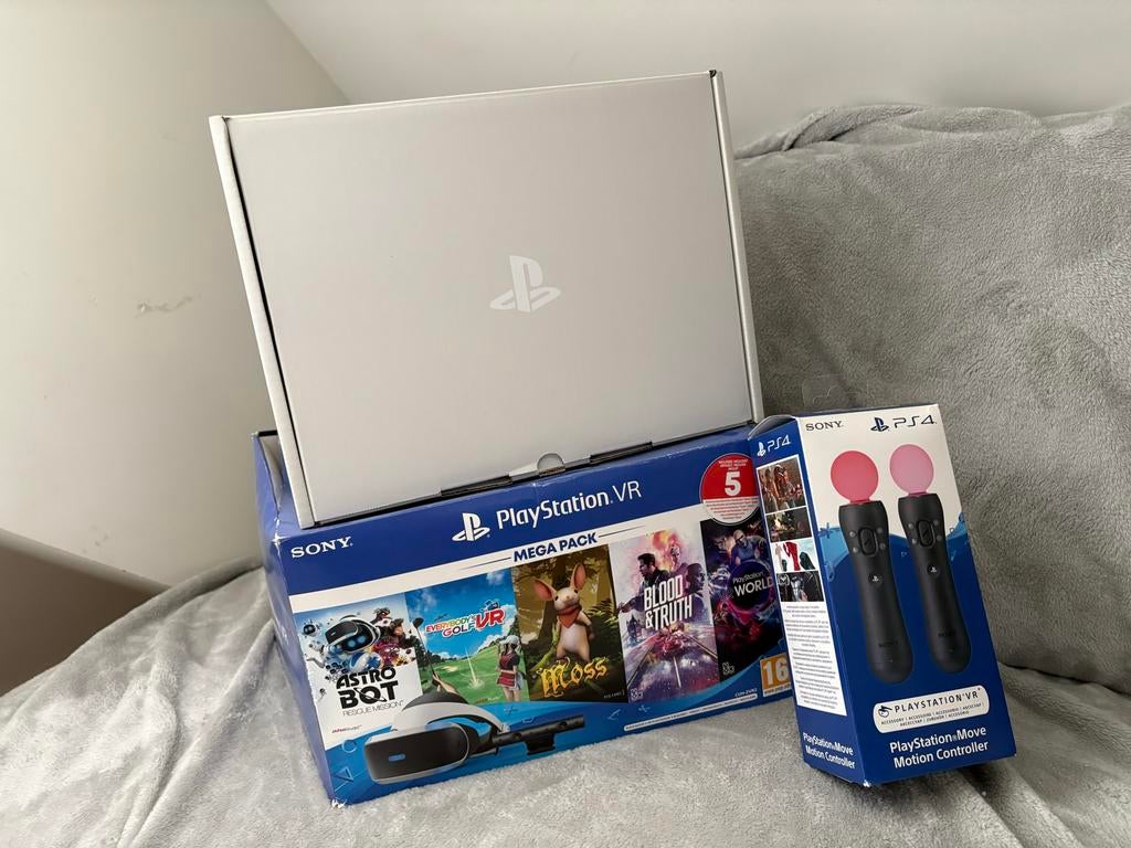 PlayStation VR Mega Pack met Motion Controllers - Compleet, Spelcomputers en Games, Virtual Reality, Gebruikt, Sony PlayStation