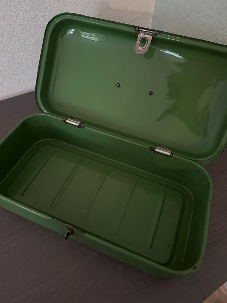 Vintage Groene emaillen Broodtrommel, Ophalen