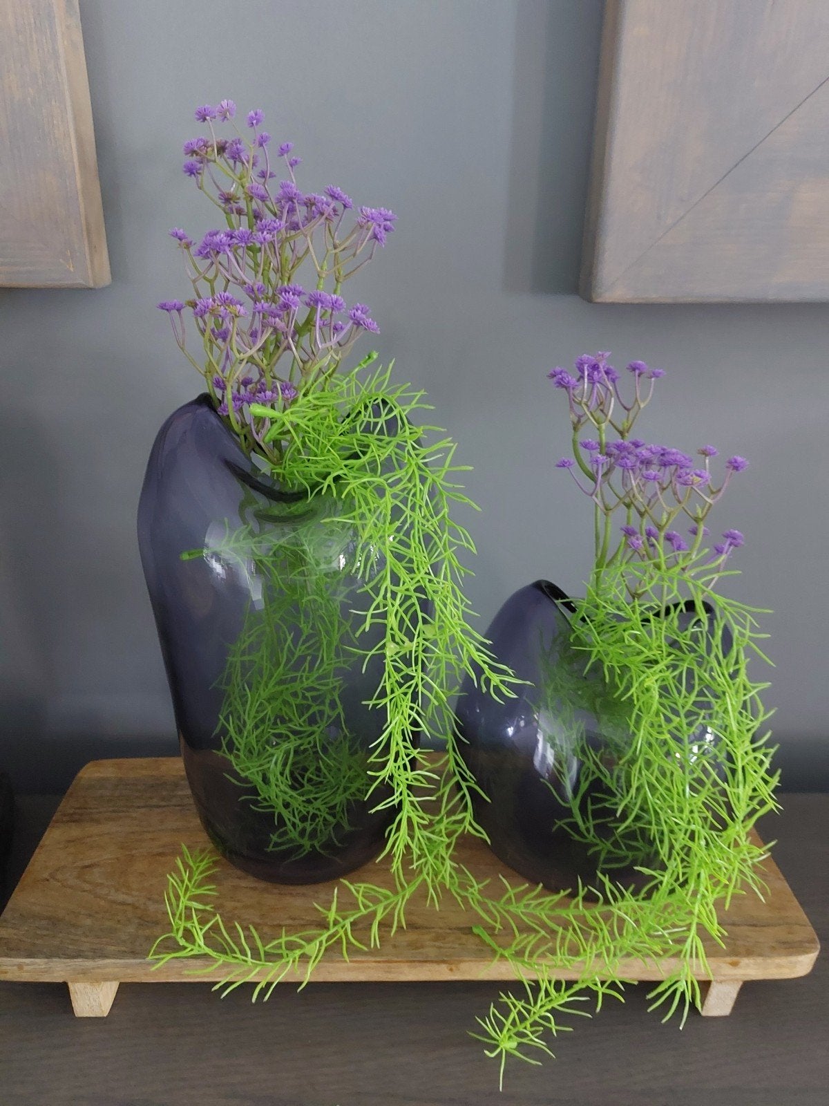 Set van 2 paarse glazen designvazen, Huis en Inrichting, Woonaccessoires | Vazen, Ophalen of Verzenden