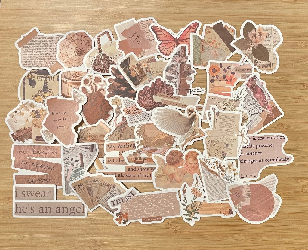 Vintage beige, wit, retro stickers, Verzamelen, Stickers, Verzenden, Nieuw
