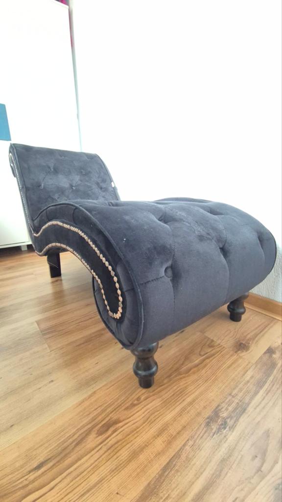 Vida XL Chaise longue, zwart, fluweel, Ophalen, Eenpersoons, 75 tot 100 cm, Zo goed als nieuw