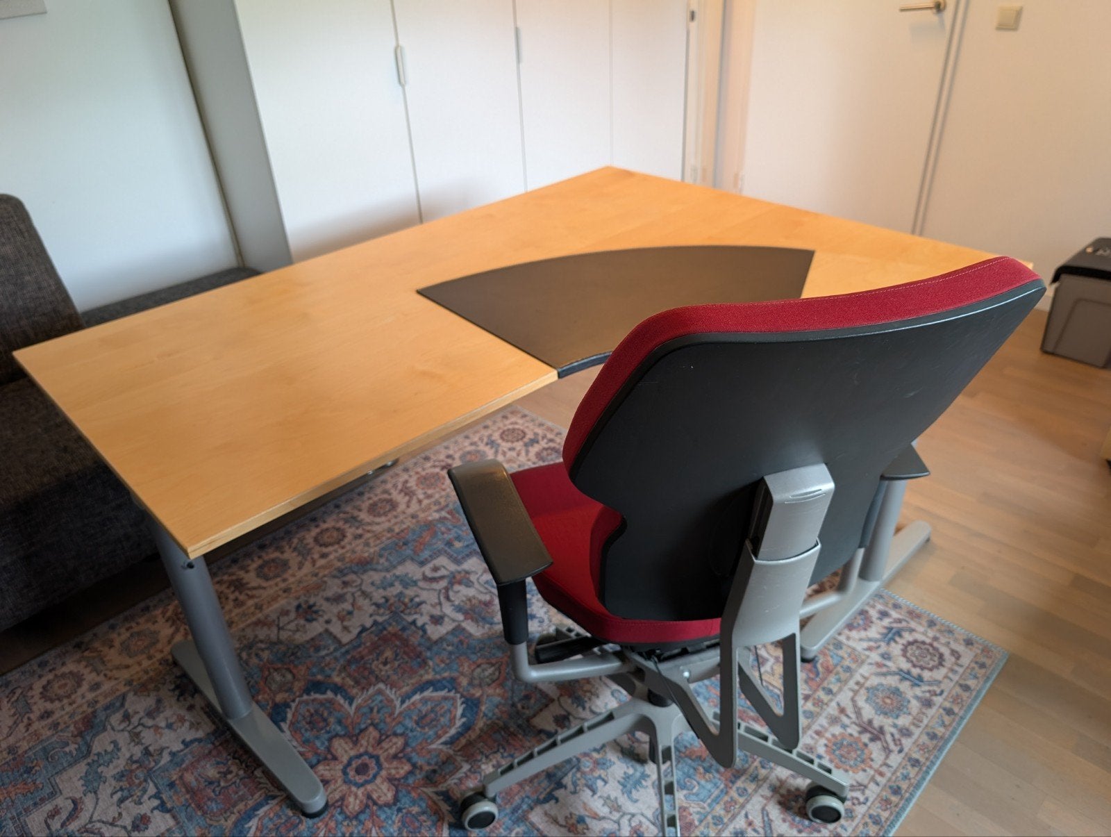 IKEA Hoekbureau 160x120cm - Hoogte Instelbaar, Huis en Inrichting, Bureaus, Ophalen, Zwart, Gebruikt, Hoekbureau