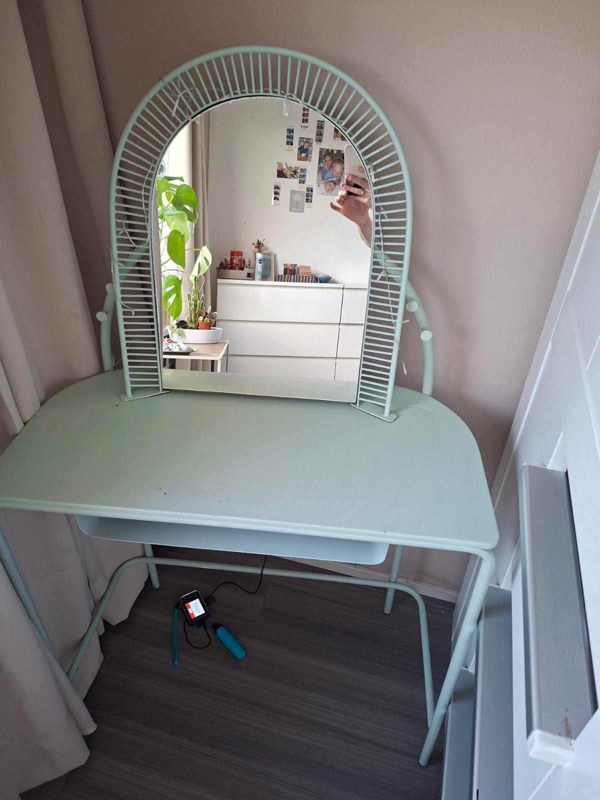 Mint groene kaptafel, Ophalen, Gebruikt, Metaal of Aluminium, 50 tot 100 cm