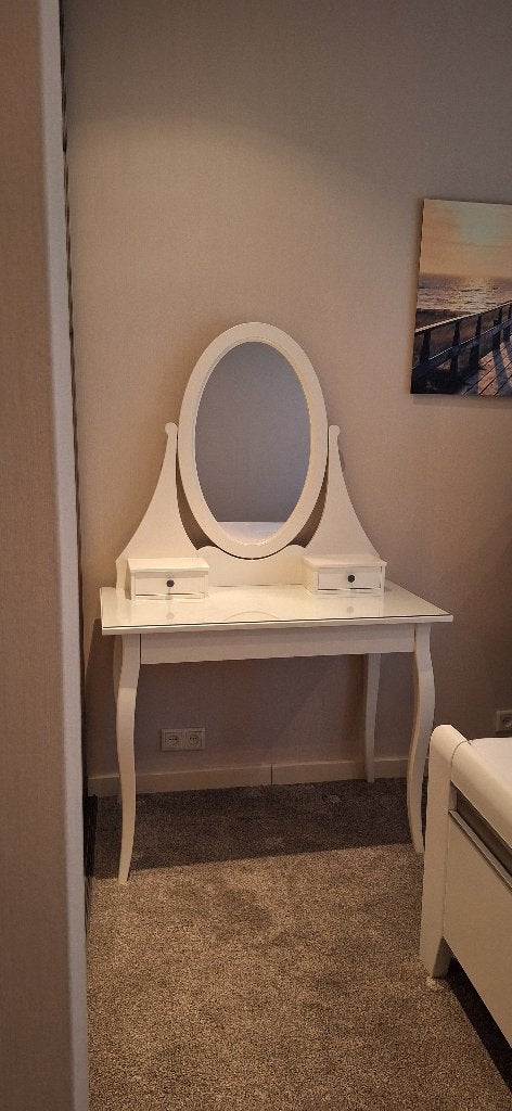 Leuke witte kaptafel met spiegel i.z.g.s, Ophalen, 100 tot 150 cm, 50 tot 100 cm, Landelijk