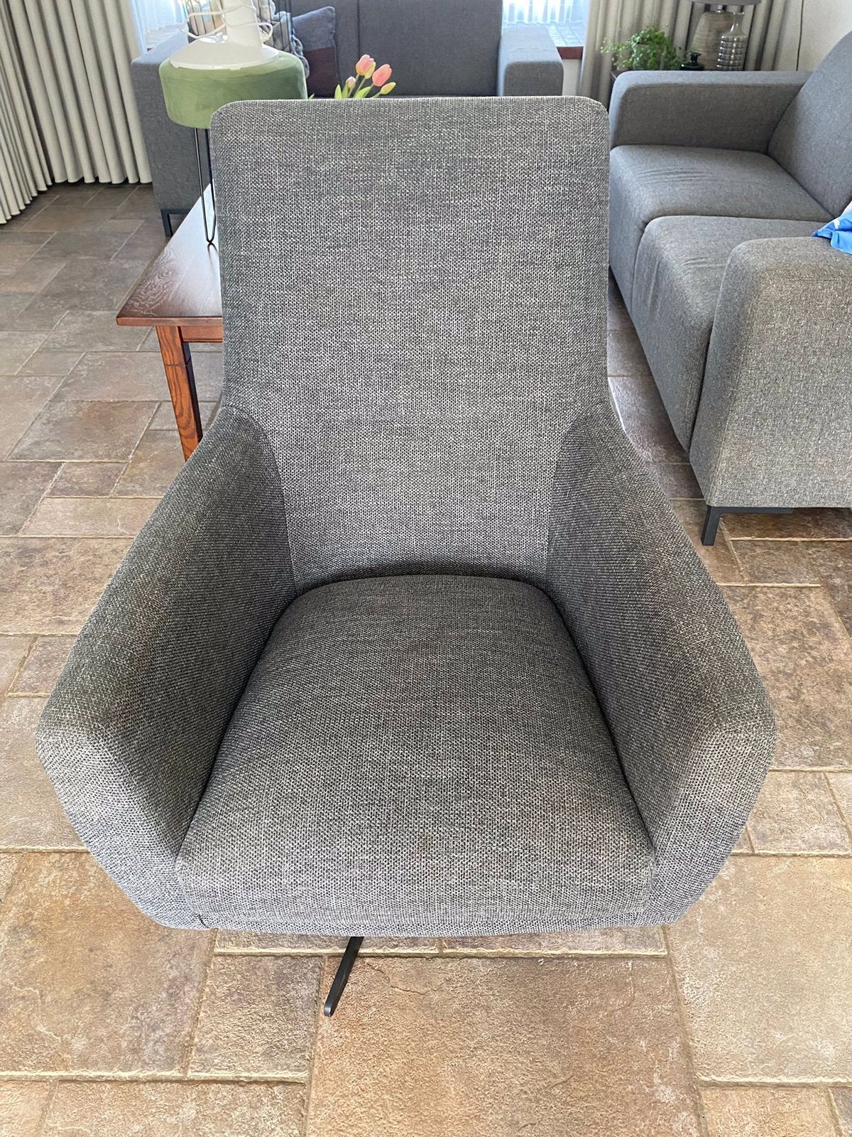 Fauteuil, grijs, stof, Ophalen, Gebruikt, 75 tot 100 cm, Stof