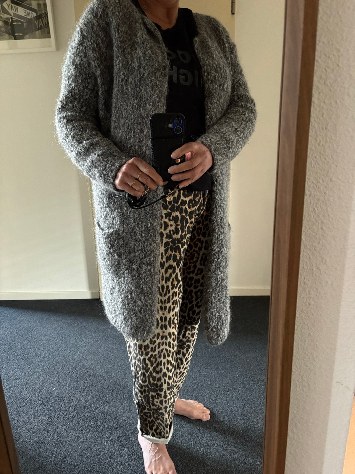 Sibin Linnebjerg grijs gemêleerd vest, mohair/alpaca, maat L, Ophalen of Verzenden, Gedragen, Maat 42/44 (L), Grijs