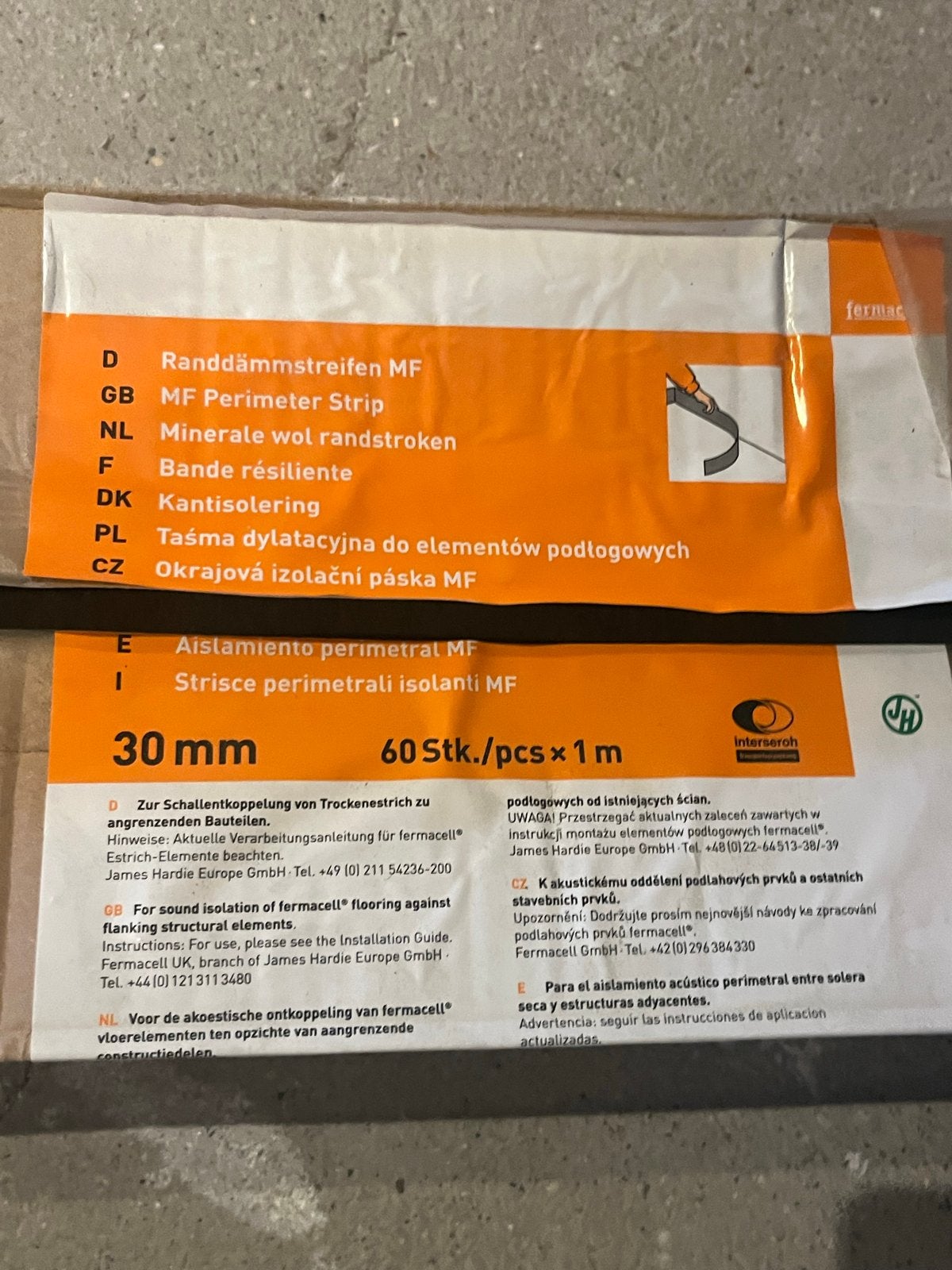 FERMACELL Randstroken 1000 x 30 x 10 mm pak 16 stuks, Nieuw, Steenwol, Minder dan 5 m², Vloerisolatie