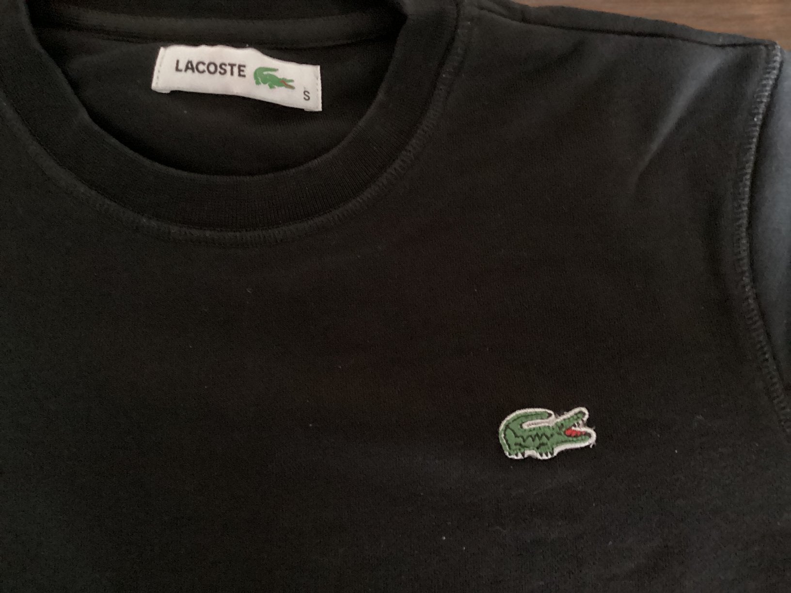 Lacoste maat S zwart katoenen pullover / sweatshirt, Ophalen, Zo goed als nieuw, Maat 46 (S) of kleiner, Zwart