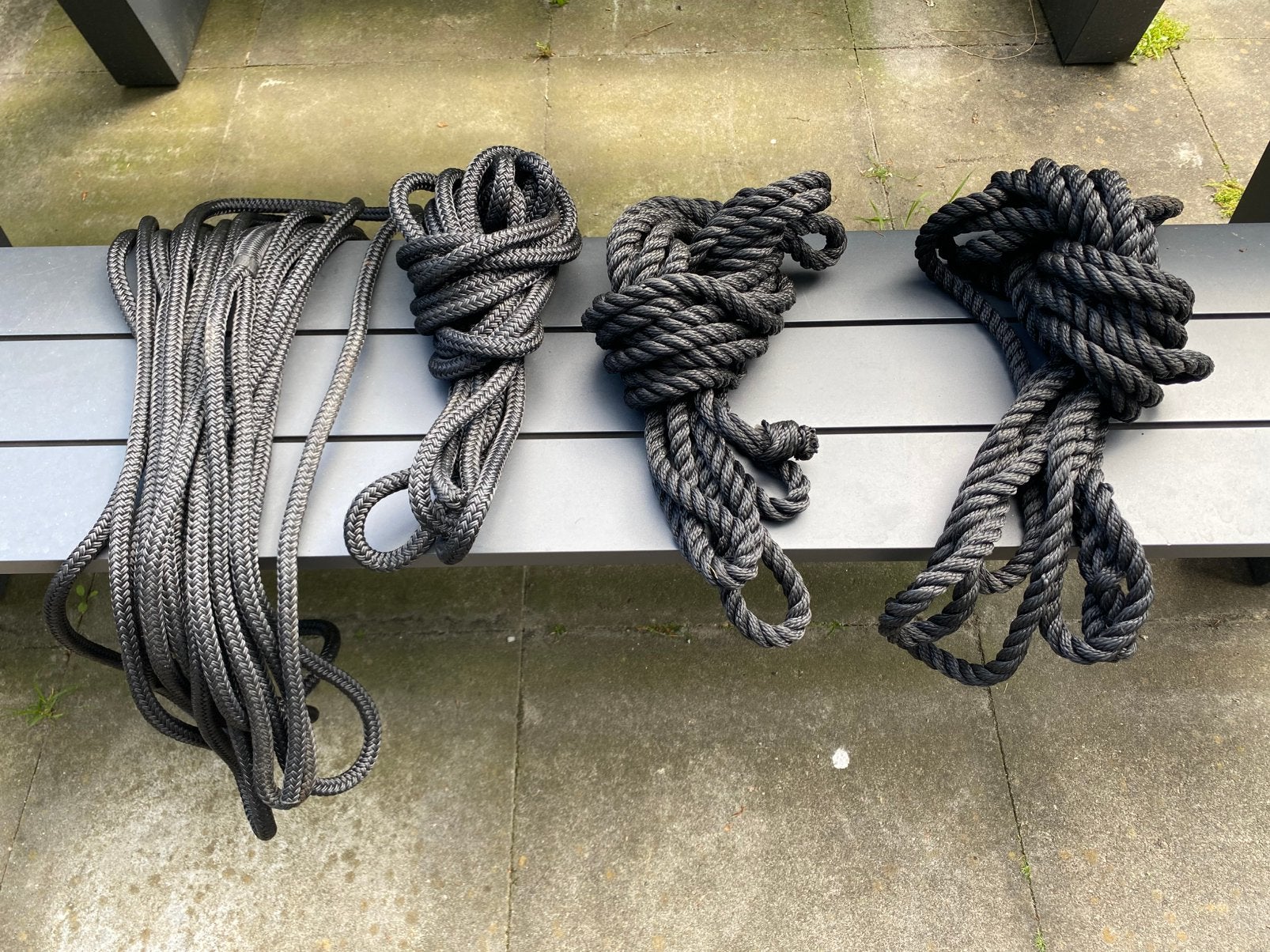 Set van 4 landvasten 6 a 11 meter., Ophalen of Verzenden, Zo goed als nieuw, Lijn of Blok