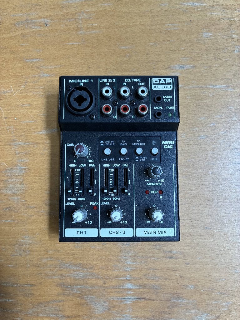 DAP GIG-6 Mini compacte audio mixer met Bluetooth & USB, Ophalen of Verzenden, Zo goed als nieuw, Audio