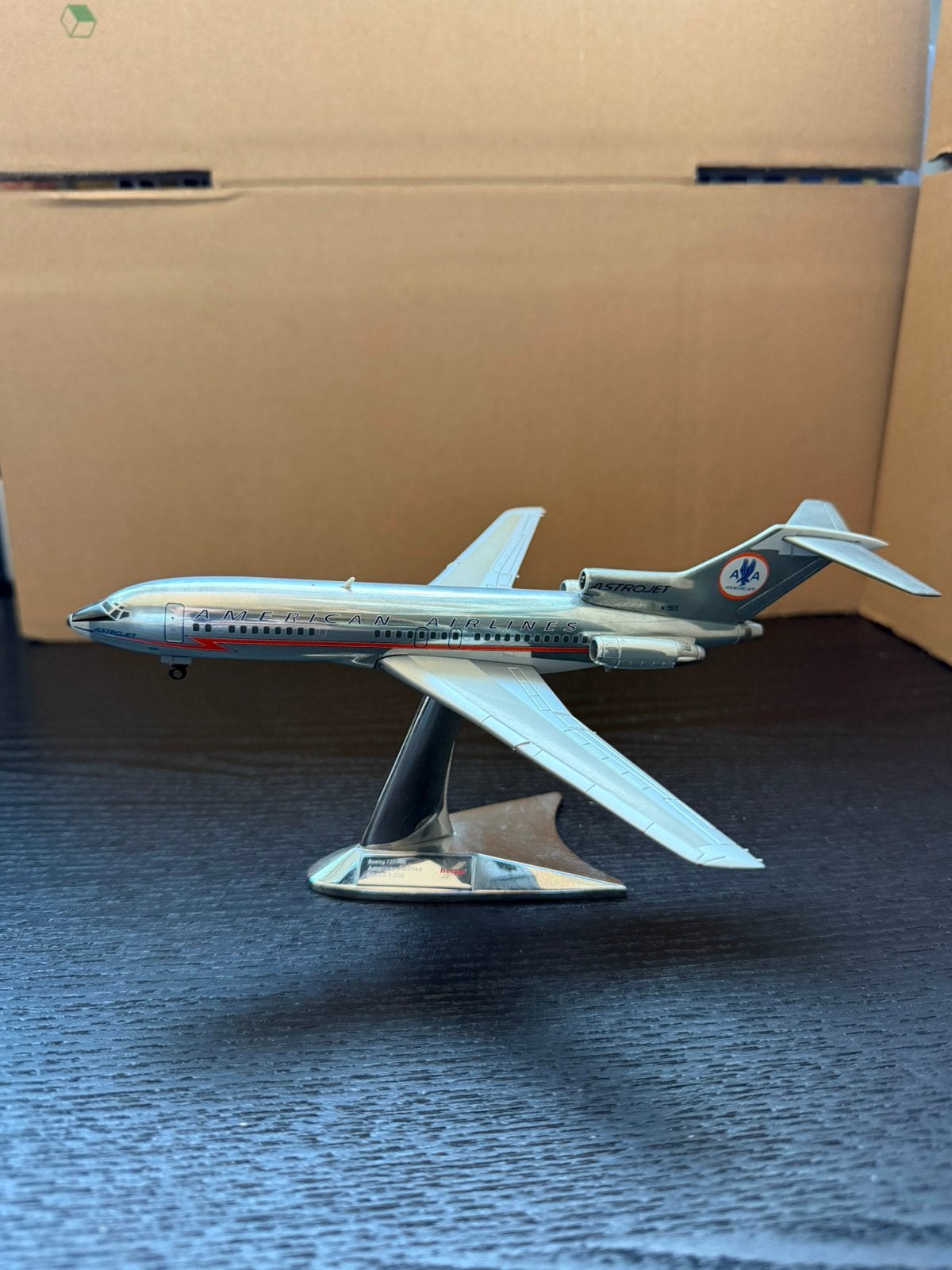 American Airlines B727-100 Herpa 1/200 Polished, Ophalen of Verzenden, Zo goed als nieuw, Schaalmodel