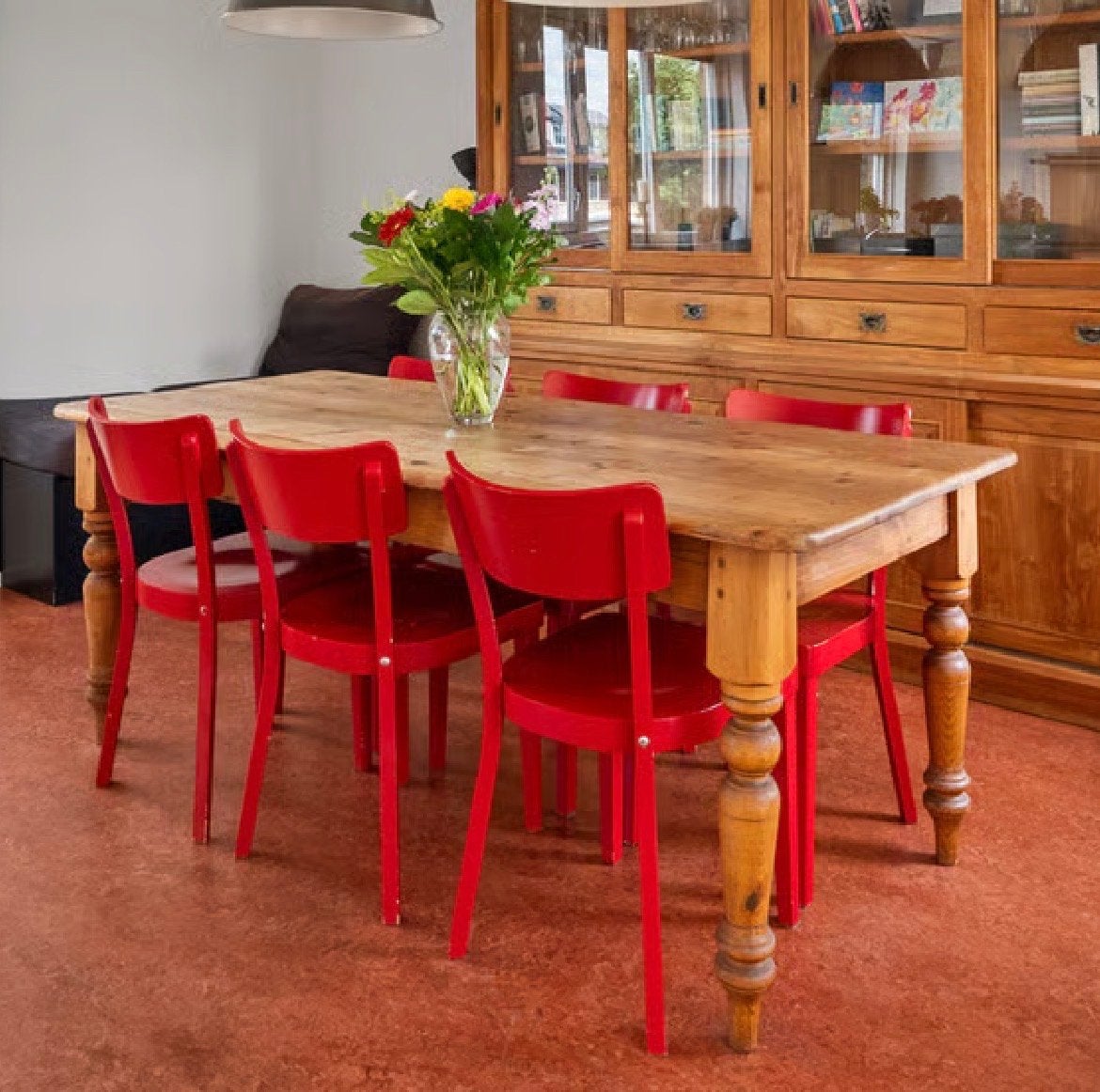 6 houten eetkamerstoelen van Het Kabinet, Ophalen, Gebruikt, Overige kleuren, Vijf, Zes of meer stoelen