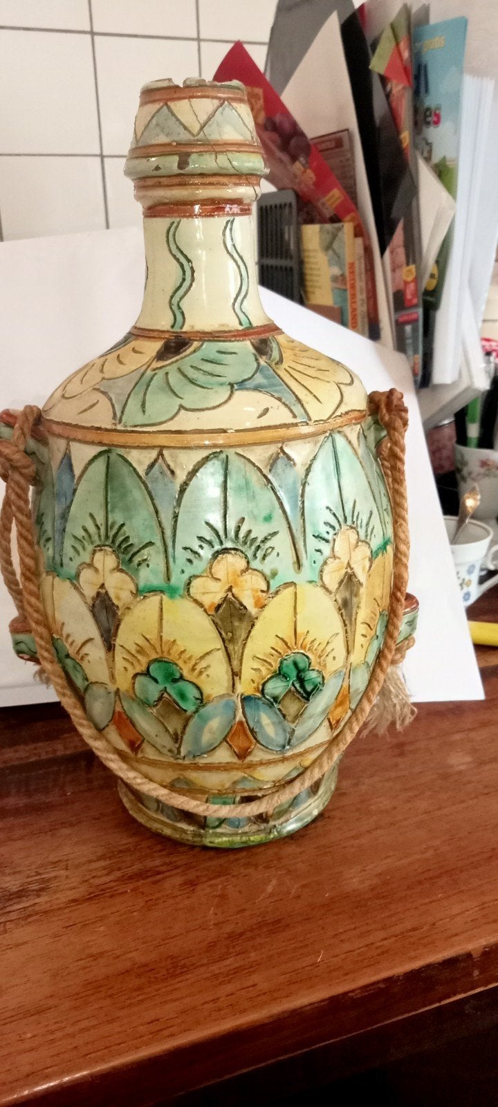 Antieke Majolica Pelgrimskruik - Faenza (1933), Ophalen of Verzenden