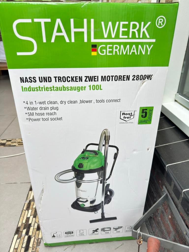 Nieuwe STAHLWERK Industriële Stofzuiger 100L 2800W, Witgoed en Apparatuur, Stofzuigers, Nieuw, Ophalen of Verzenden, Industriële stofzuiger