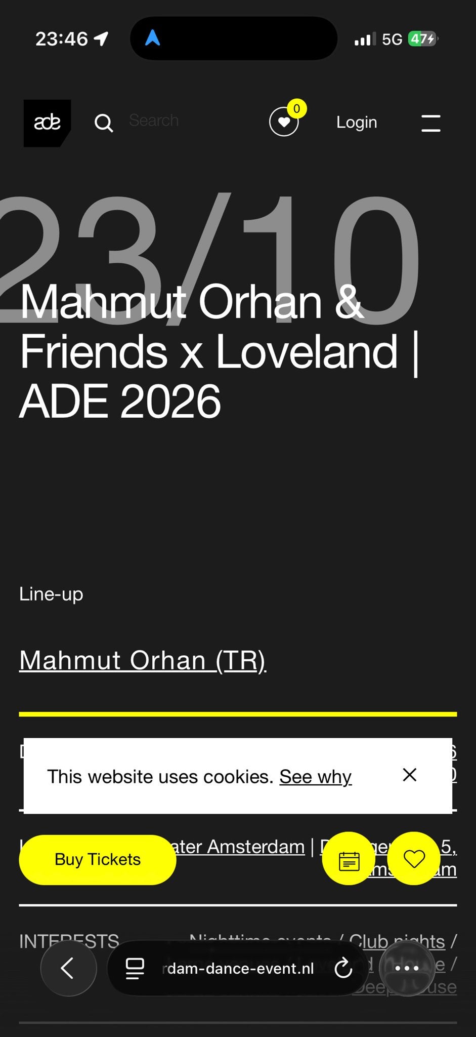 MAHMUT ORHAN BACKSTAGE TICKETS